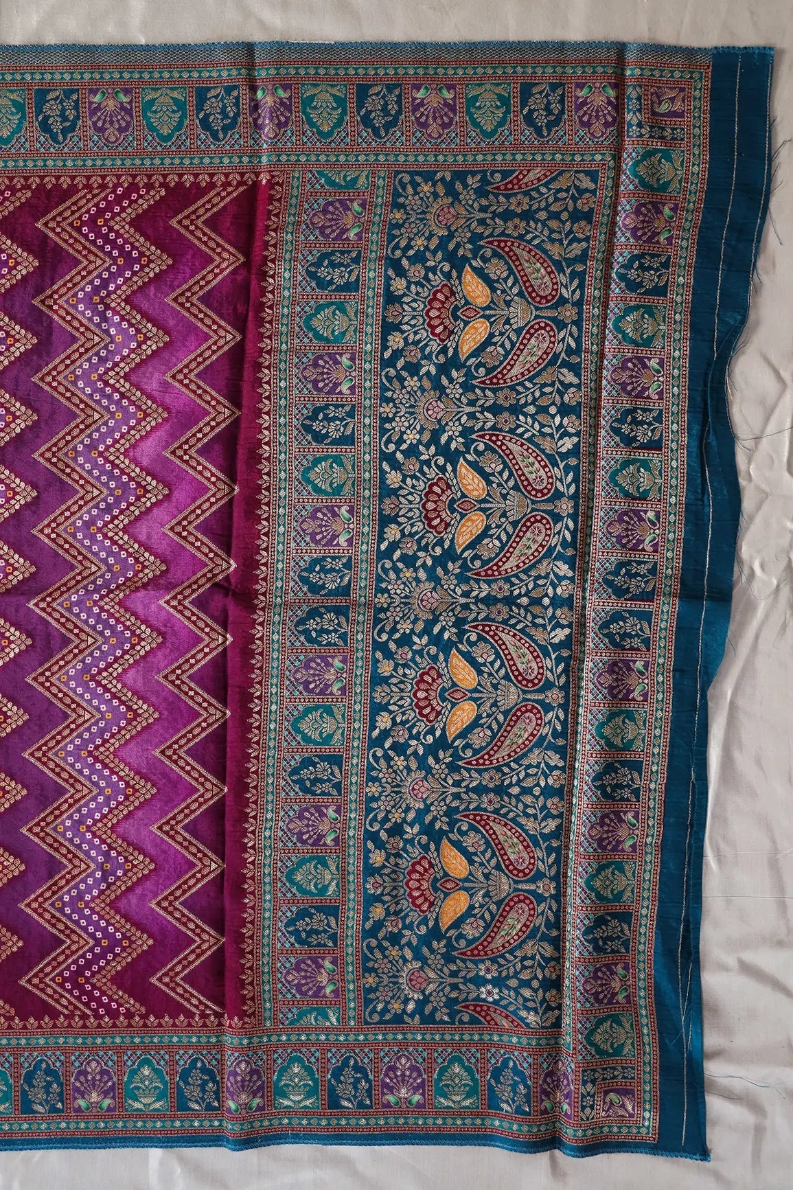 Purple Pure Viscose Dola Silk Jacquard Print Dupatta - doeraa