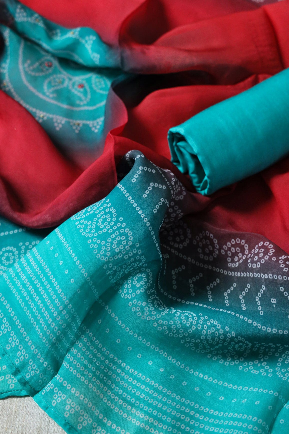 Rama Semi Stitched Pure Organza Suit Set (3 piece) - doeraa