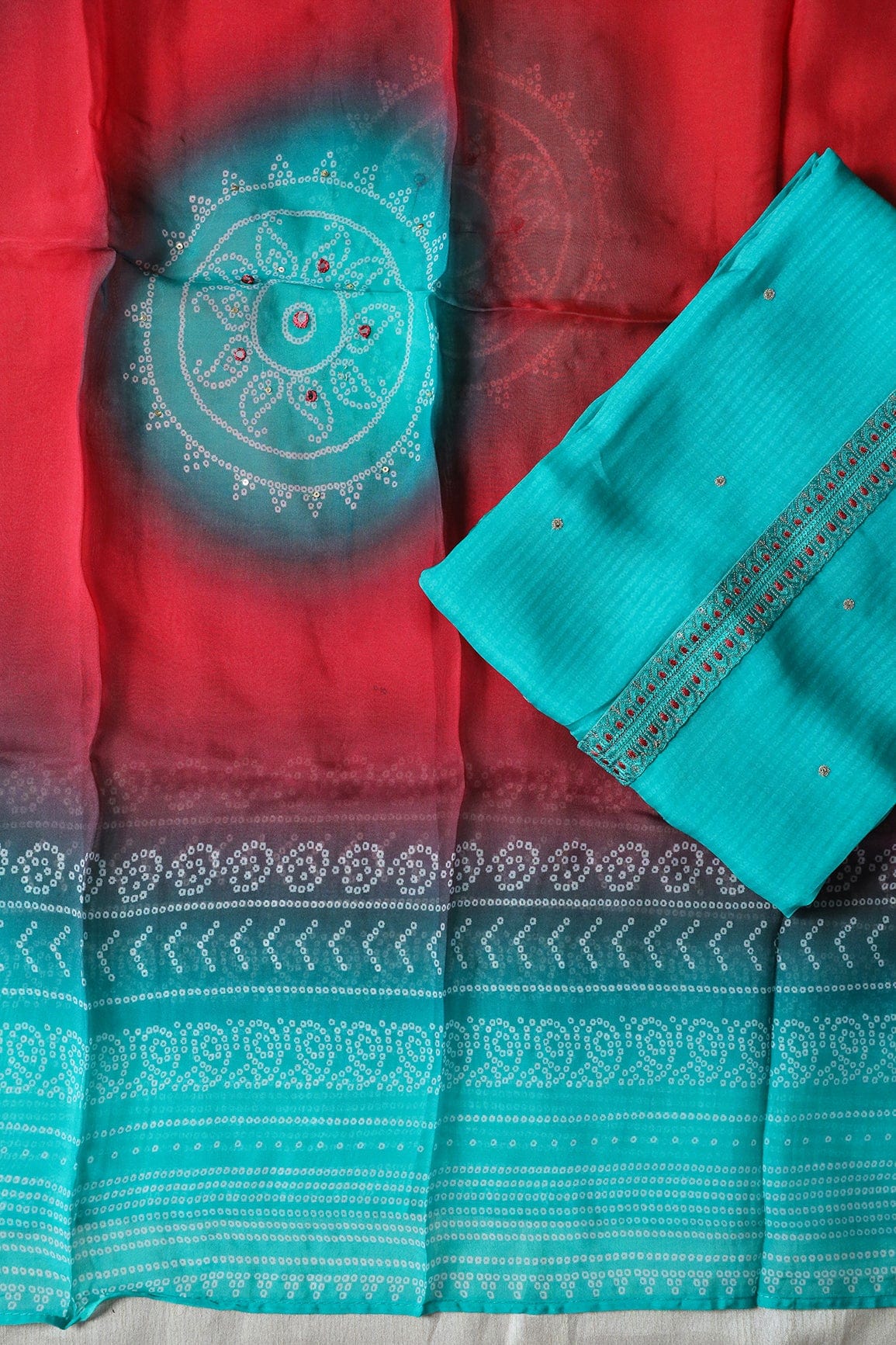 Rama Semi Stitched Pure Organza Suit Set (3 piece) - doeraa