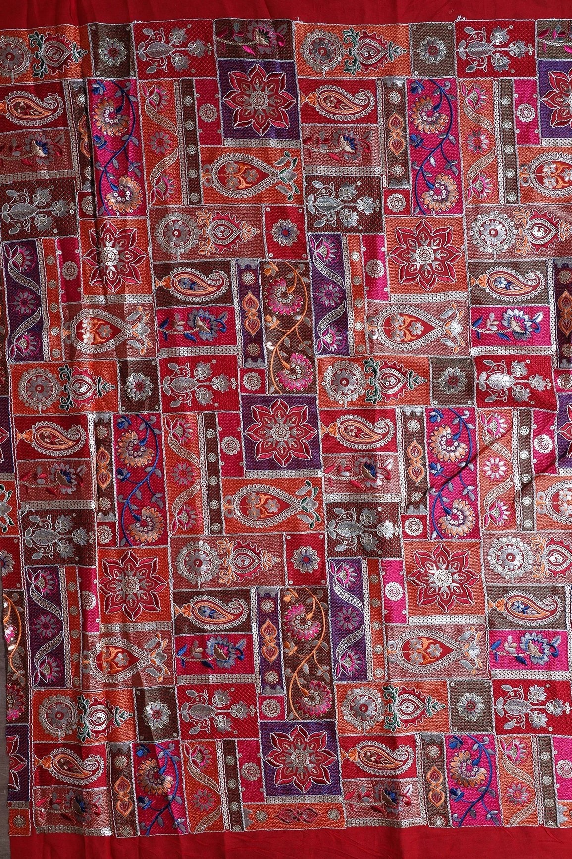 Red Unstitched Lehenga Set Fabric (3 Piece) - doeraa