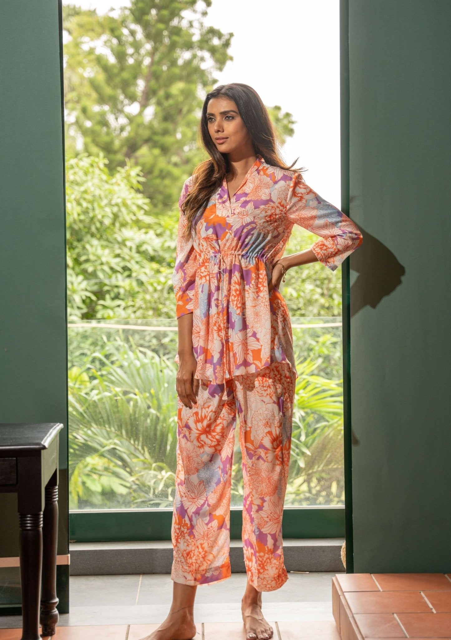 Reverie Floral Crepe Co - ord Set - doeraa