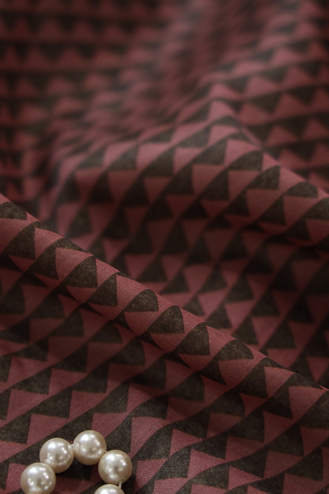 Rust Arrow Digital Print on Tussar Satin Fabric - doeraa