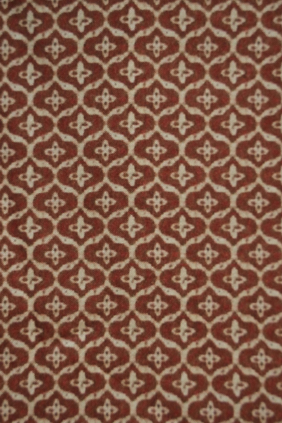 Rust Geometric Digital Print Design on Tussar Silk Fabric - doeraa