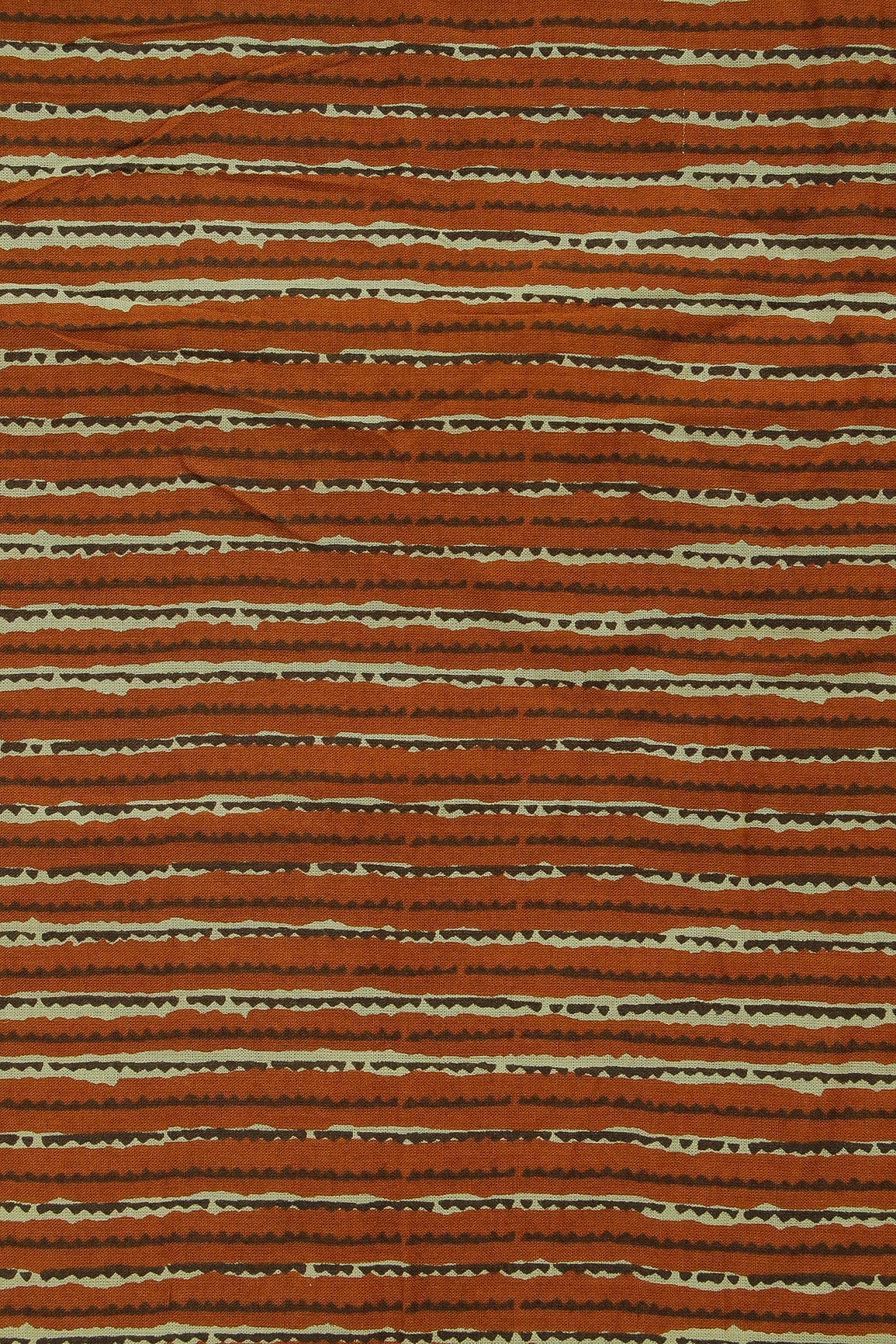 Rust Stripes Screen Print on Cotton Fabric - doeraa