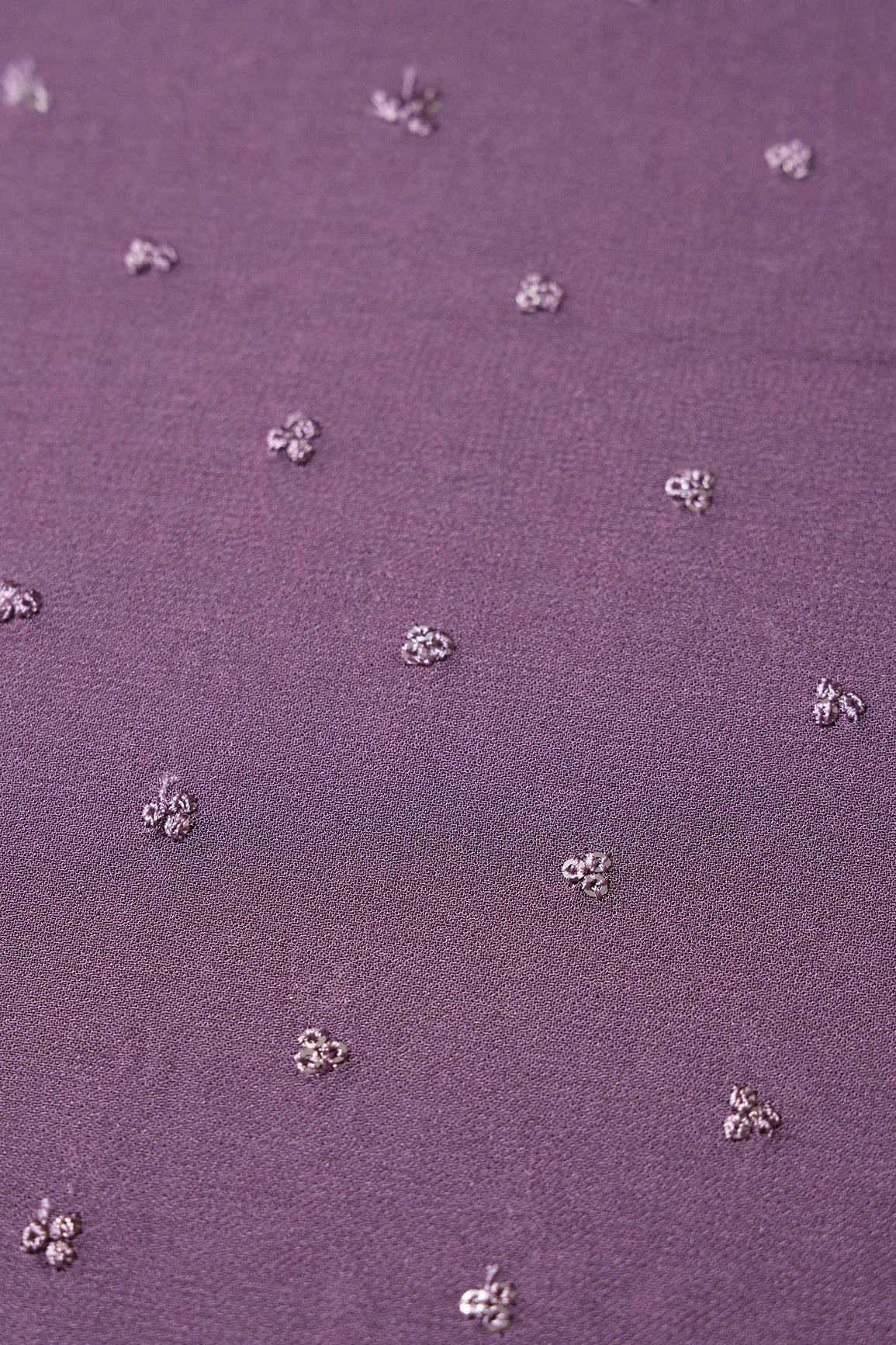 Small Motif Sequins Embroidery On Voila Purple Viscose Georgette Fabric - doeraa