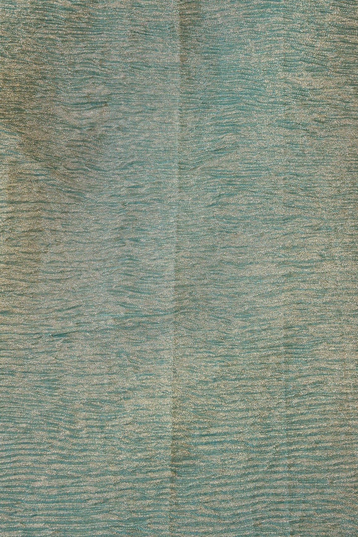 Teal Banarasi Zari Crush Tissue Fabric (Width 44) - doeraa