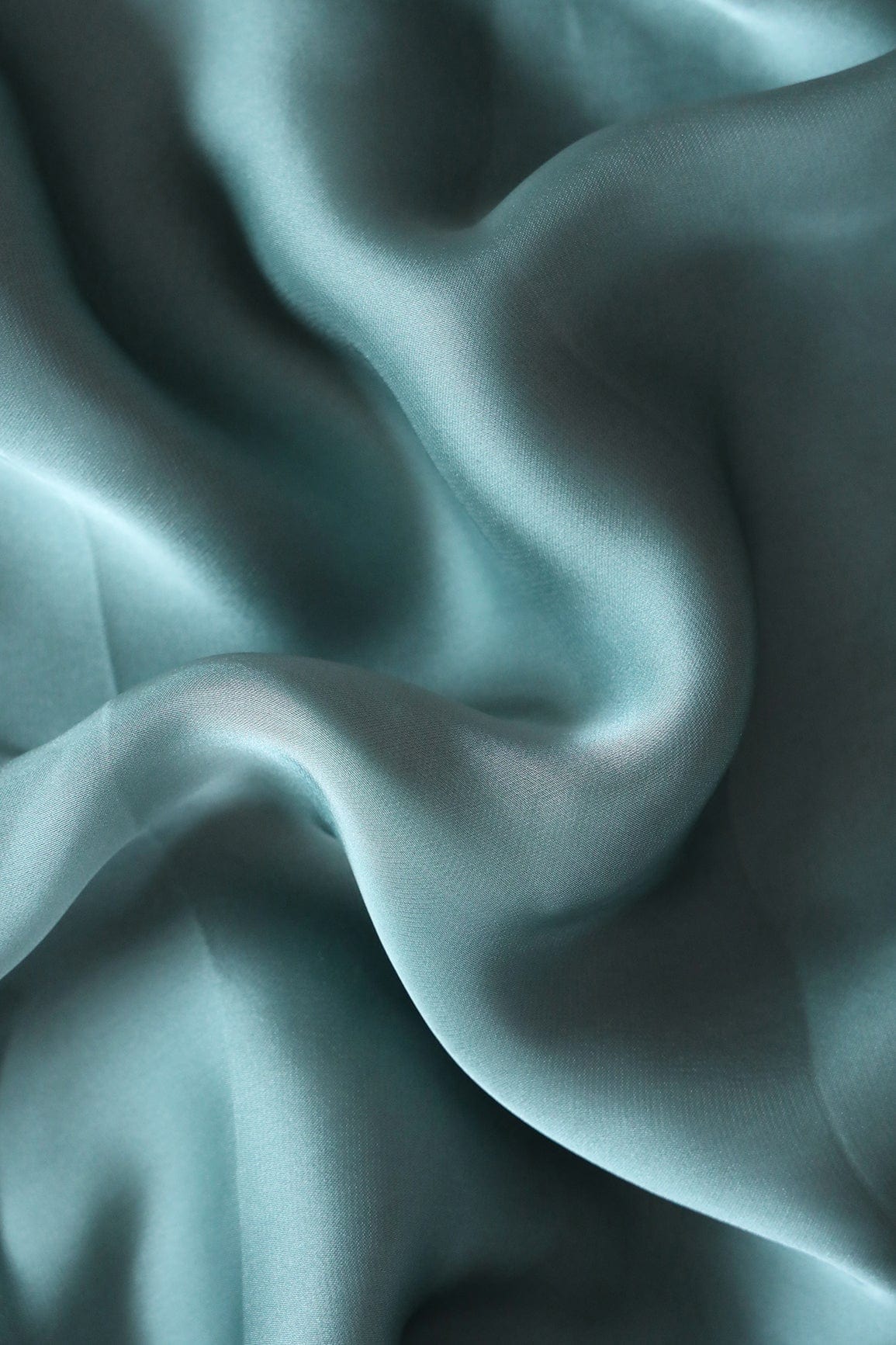 Teal Blue Dyed Georgette Satin Fabric - doeraa