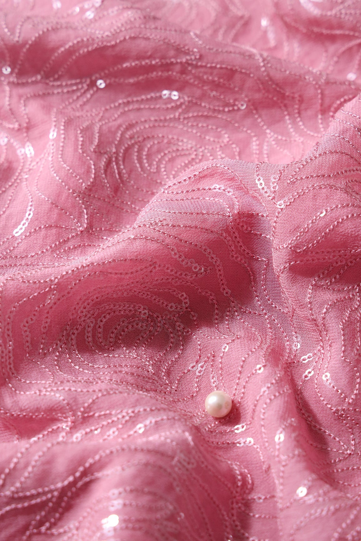 Thulian Pink and White Unstitched Lehenga Set Fabric (3 Piece) - doeraa