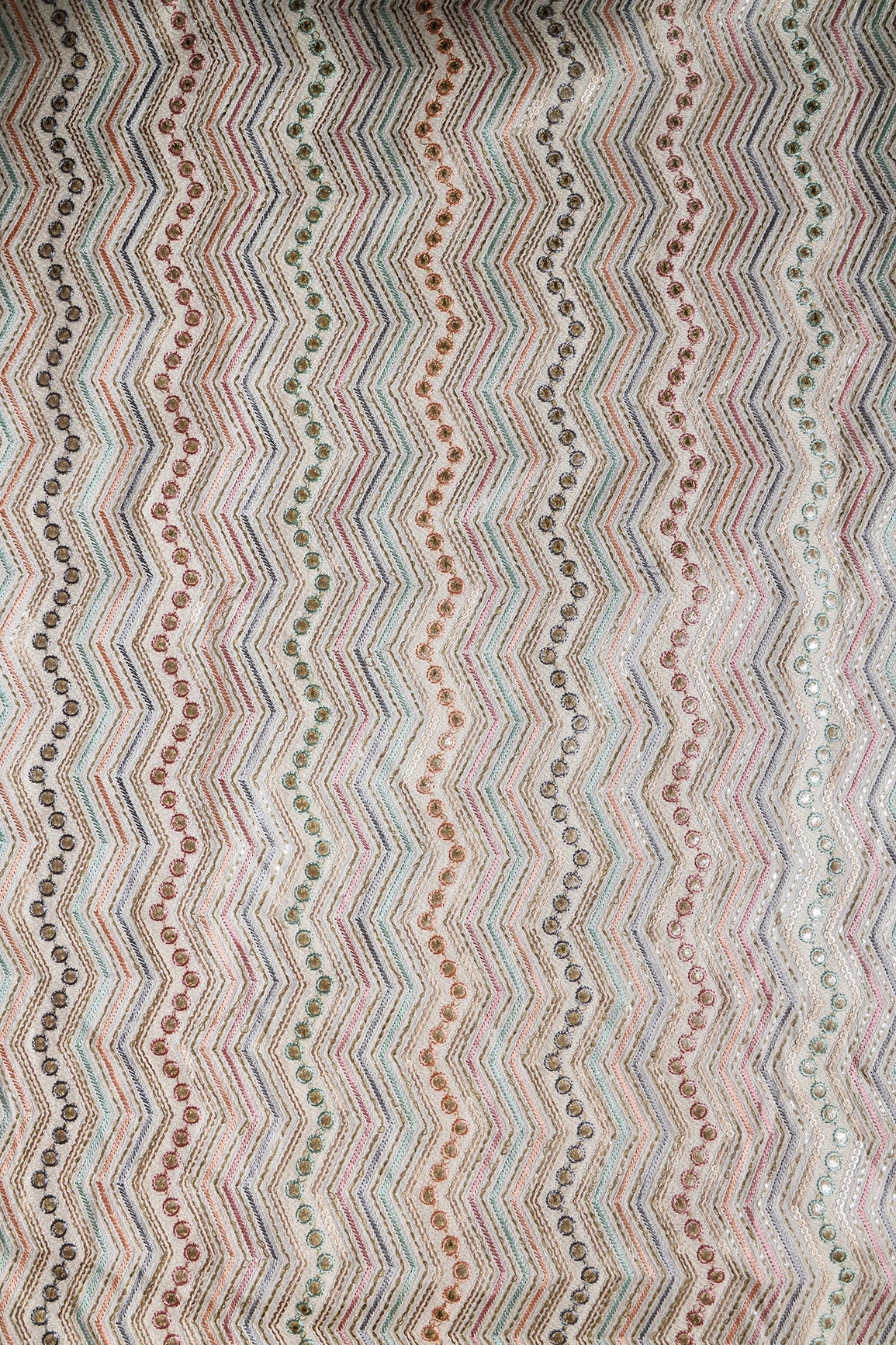 White And Peach Unstitched Lehenga Set Fabric (3 Piece) - doeraa