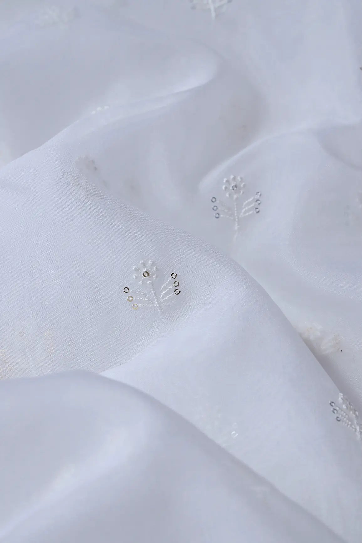 White Unstitched Lehenga Set Fabric (3 Piece) - doeraa