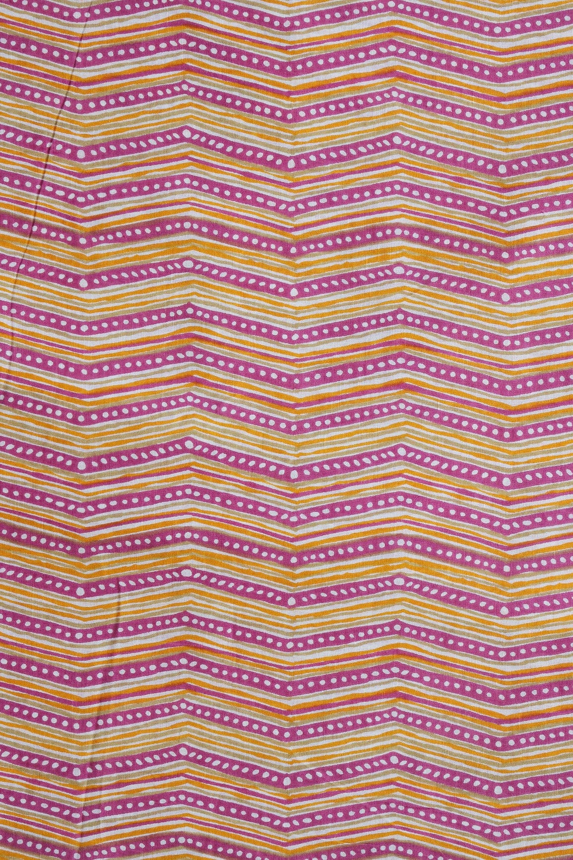 Yellow And Violet Chevron Print On Pure Cotton Fabric - doeraa