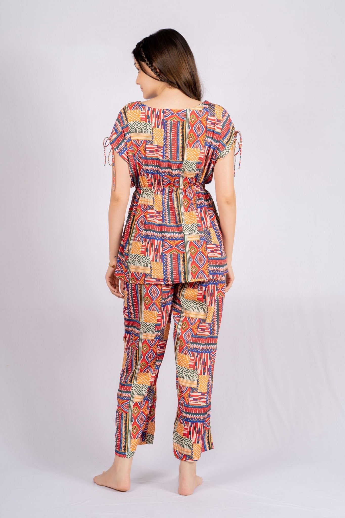 Zephyr Geometric Print Crepe Co - ord Set - doeraa