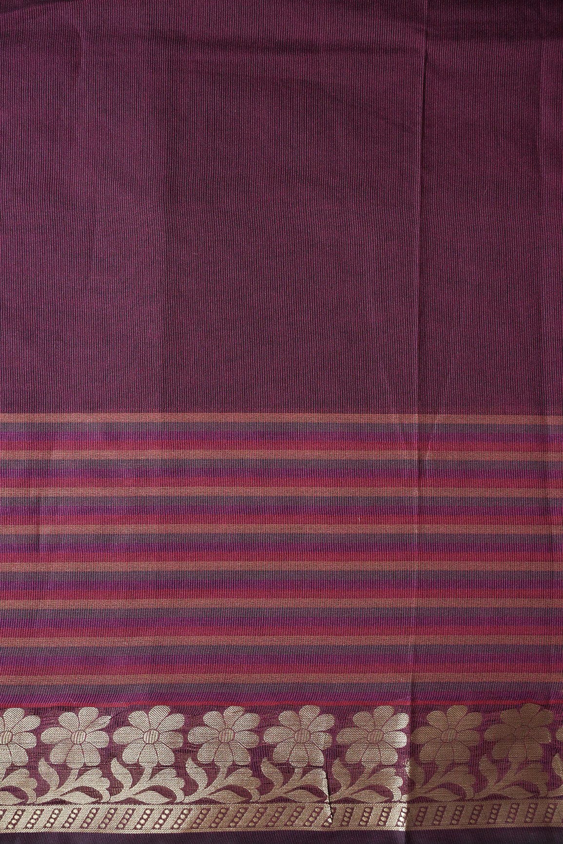 doeraa Banarasi Fabrics Beautiful Stripes With Floral Zari Jacquard Border Wine Organza Fabric