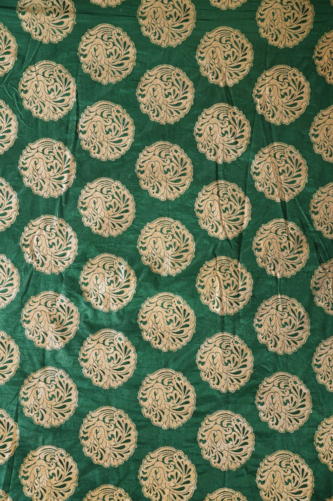 doeraa Banarasi Fabrics Bottle Green Ethnic Butta Silk Gold Zari Banarasi Jacquard Fabric