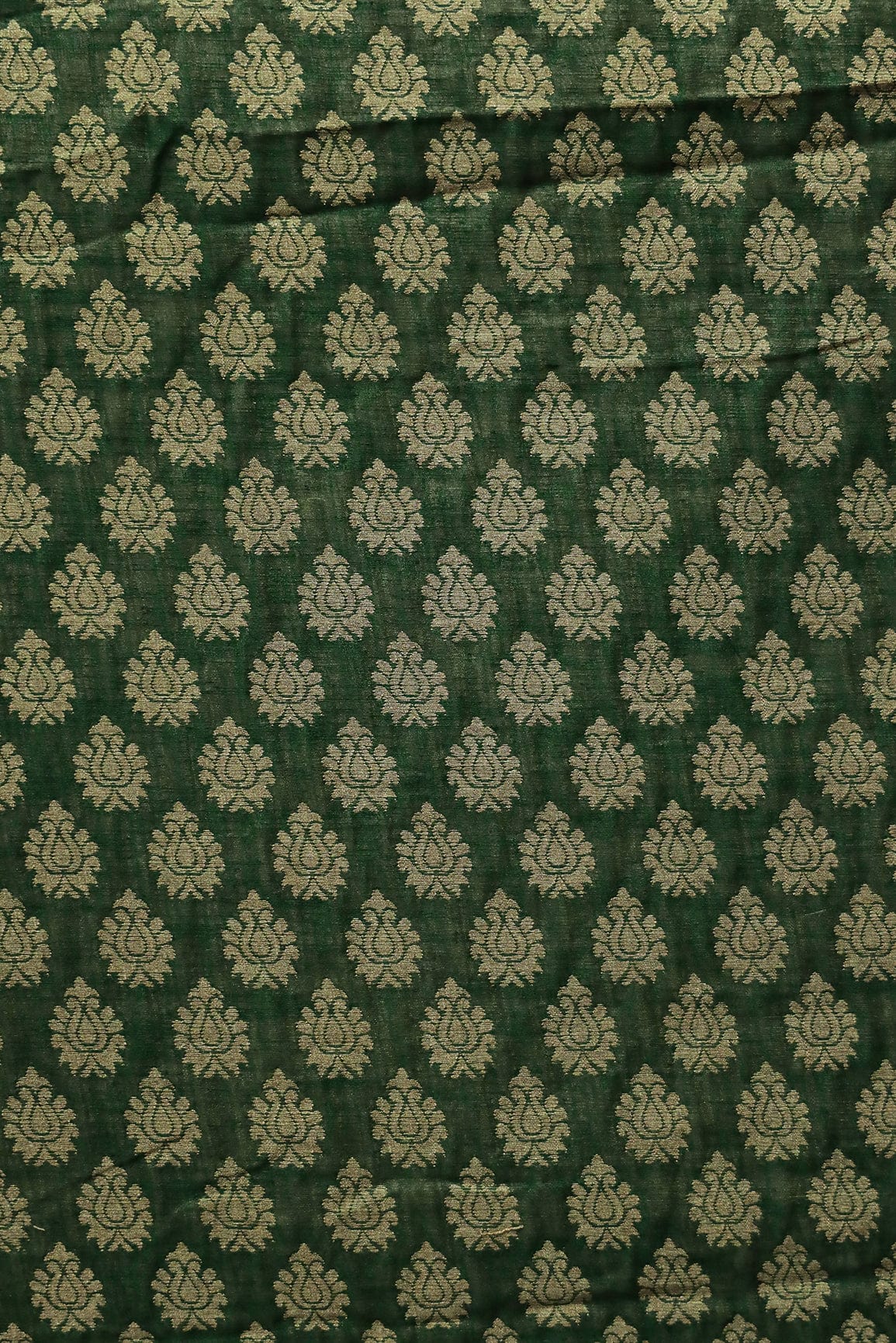 doeraa Banarasi Fabrics Green Ethnic Booti Pure Taspa Jute Banarasi Jacquard Fabric