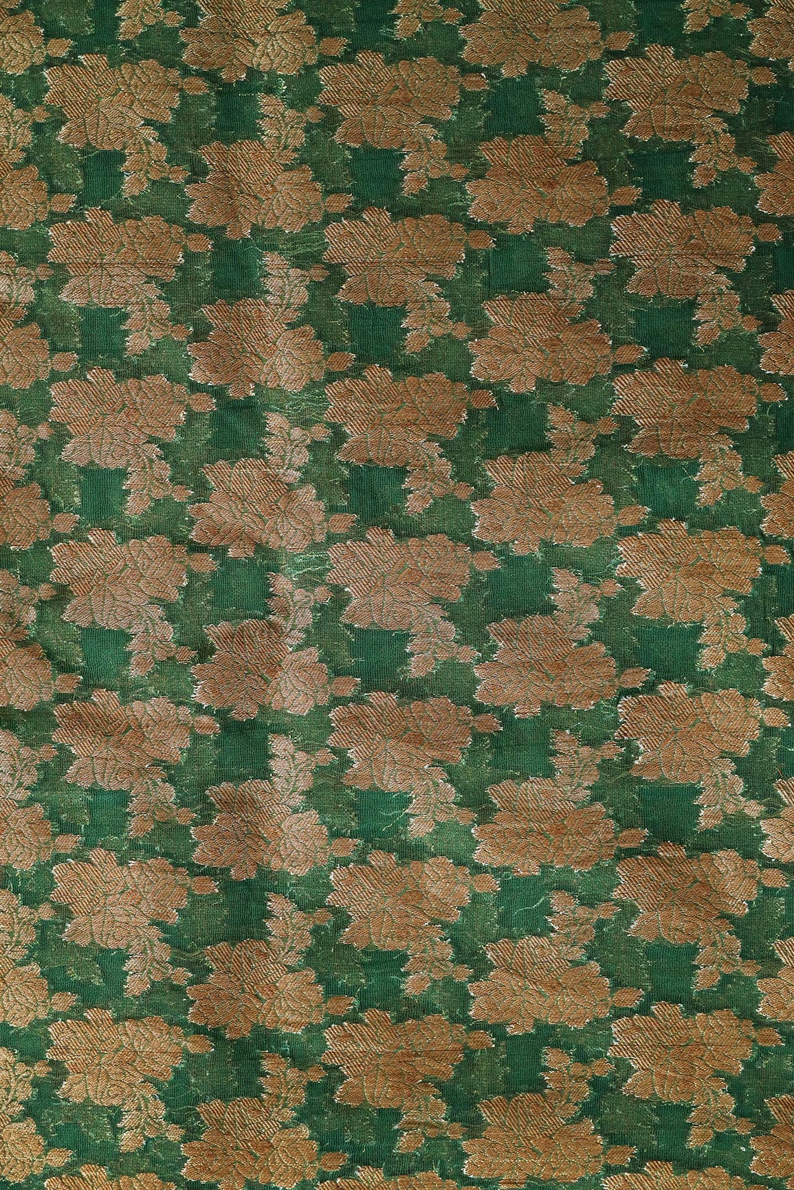 doeraa Banarasi Fabrics Green Floral Pure Net Gold Zari Banarasi Jacquard Fabric
