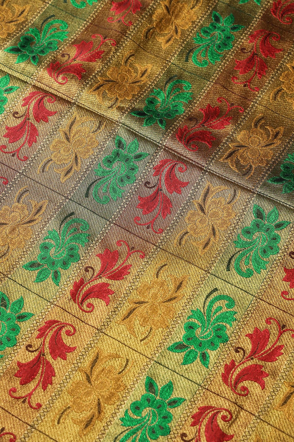 doeraa Banarasi Fabrics Multi Color Floral Banarasi Zari Jacquard Fabric