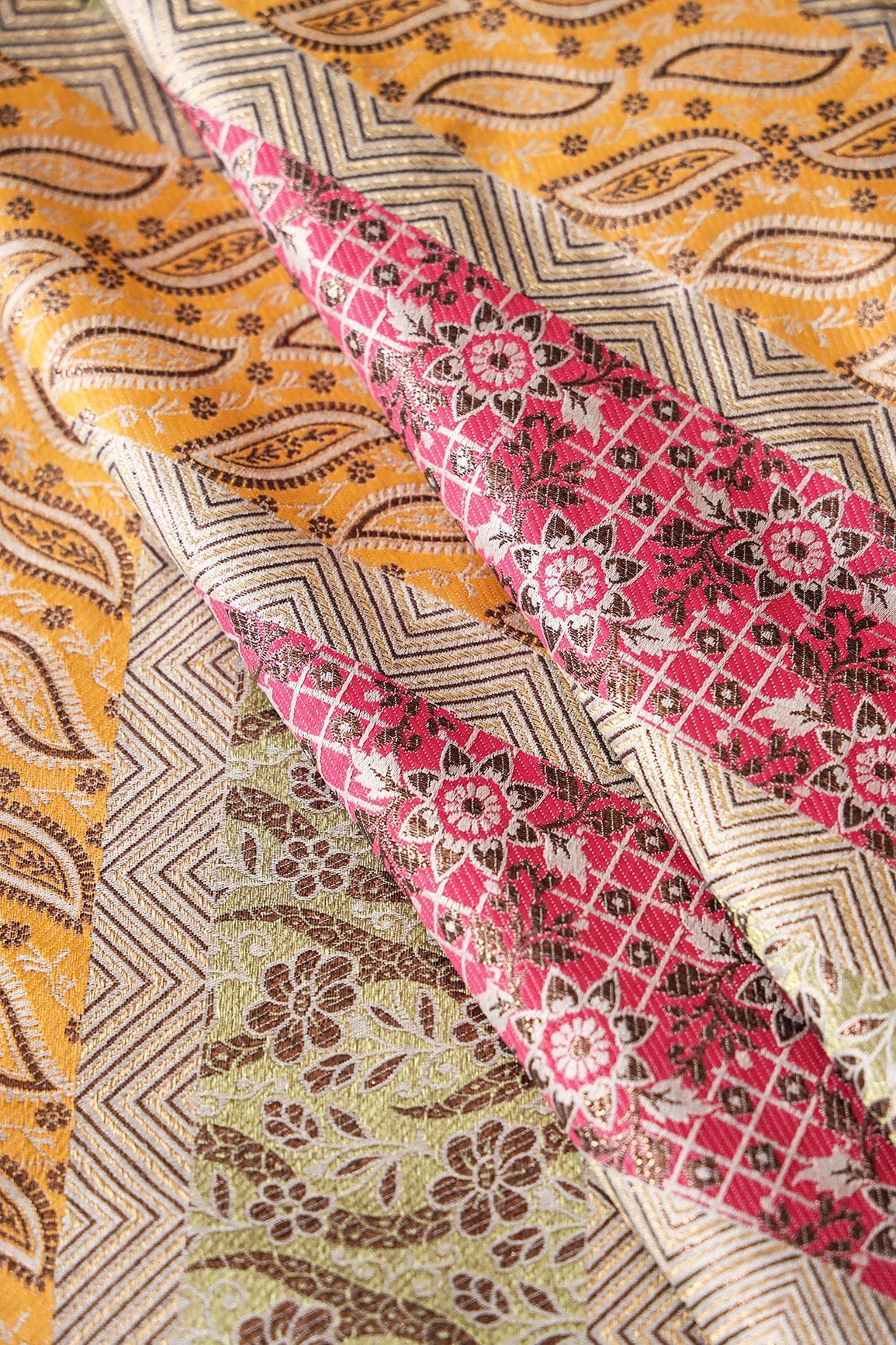 doeraa Banarasi Fabrics Multi Color Geometric Banarasi Zari Jacquard Fabric