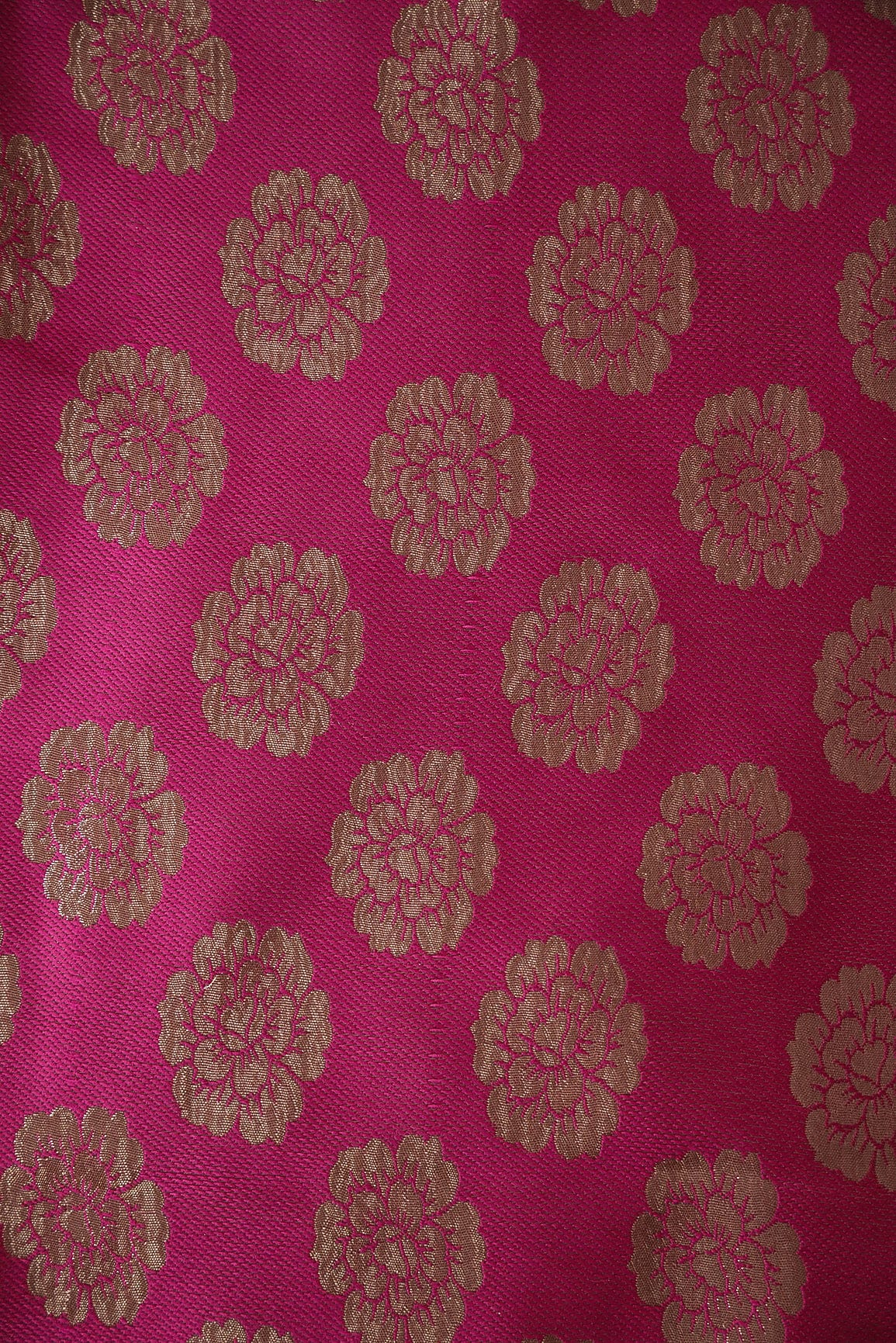 doeraa Banarasi Fabrics Pink and Gold Floral Motif Banarasi Brocade Fabric