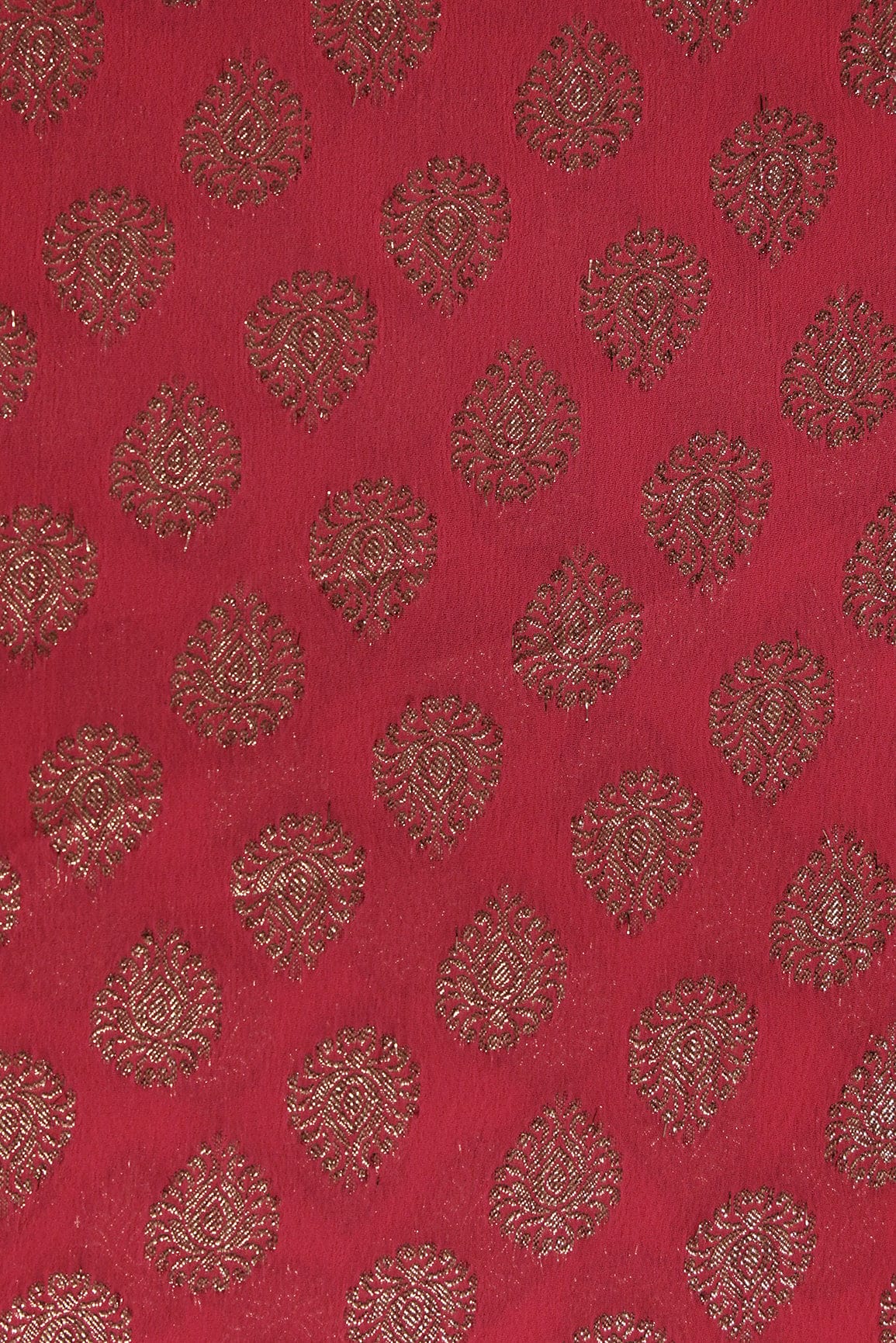doeraa Banarasi Fabrics Red Ethnic Booti Pure Mul Georgette Zari Banarasi Jacquard Fabric