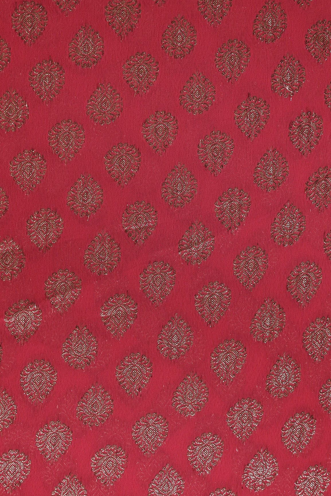 doeraa Banarasi Fabrics Red Ethnic Booti Pure Mul Georgette Zari Banarasi Jacquard Fabric