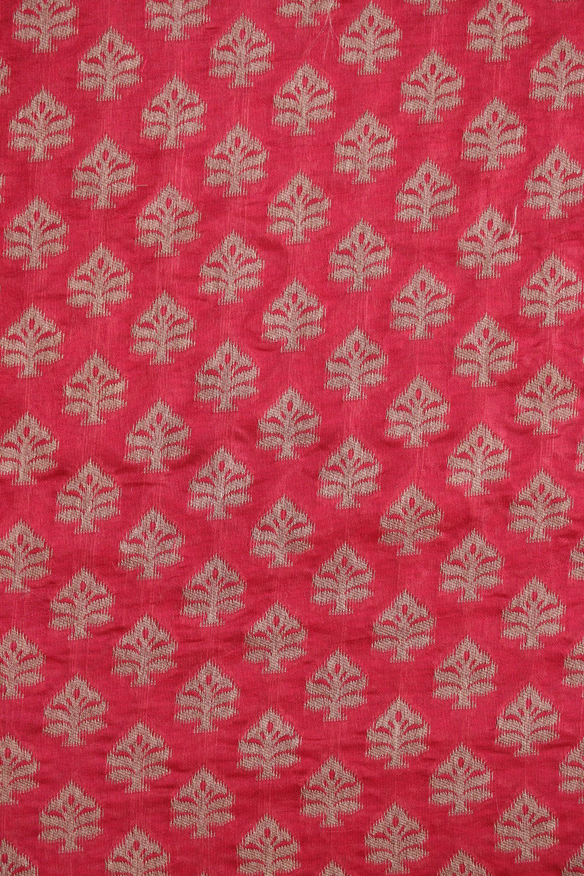 doeraa Banarasi Fabrics Red Ethnic Booti Pure Resham Jute Silk Banarasi Jacquard Fabric