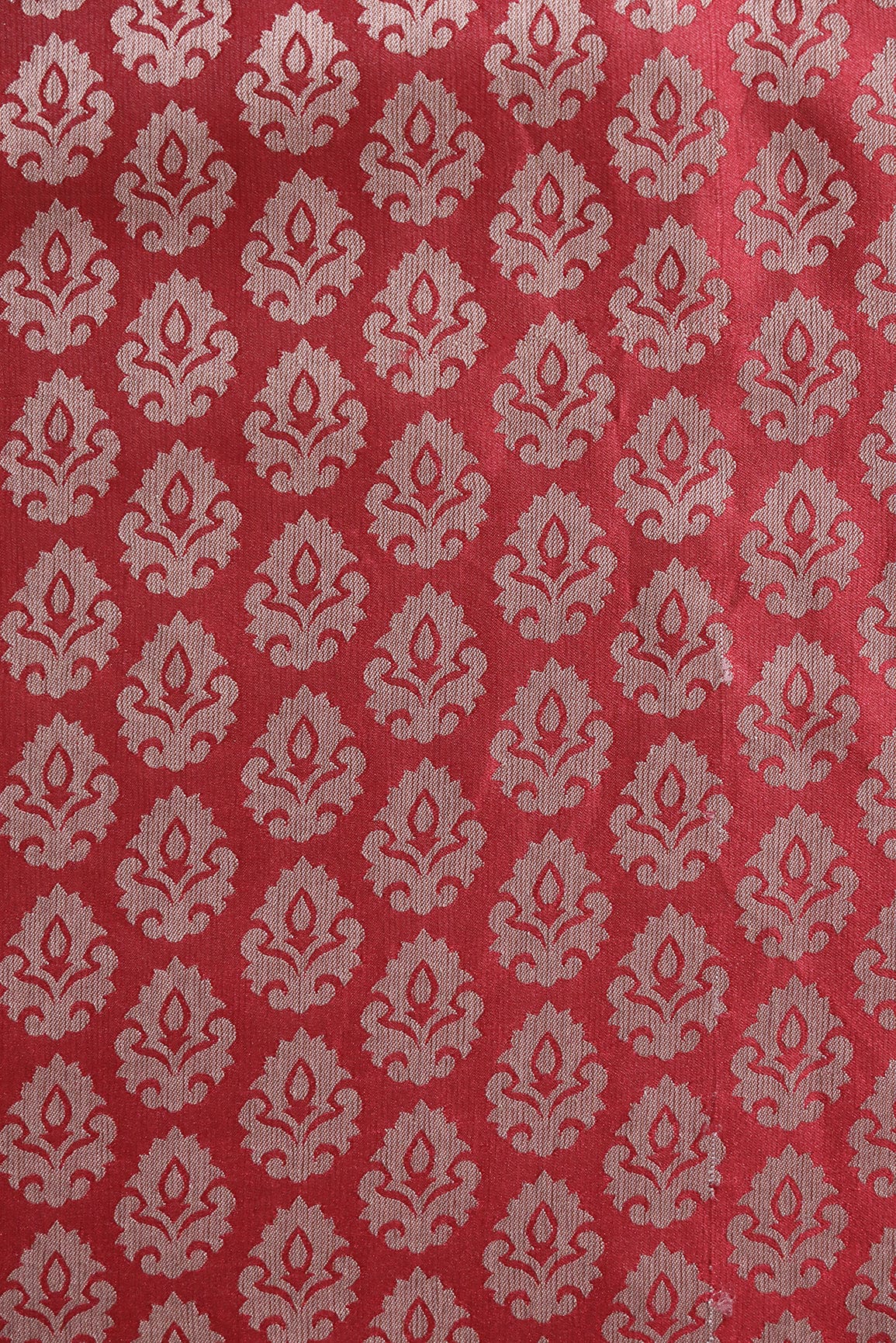 doeraa Banarasi Fabrics Red Floral Booti Silk Satin Jute Banarasi Jacquard Fabric