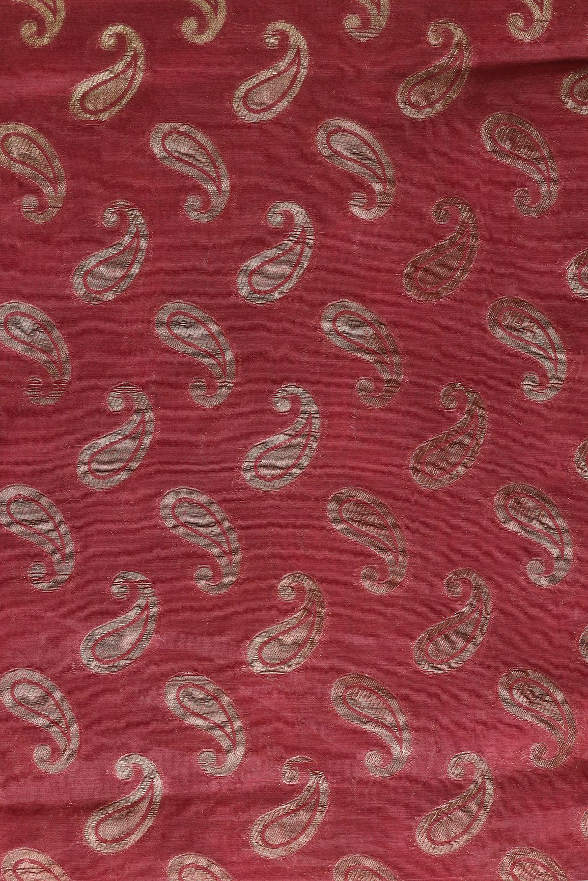 doeraa Banarasi Fabrics Red Paisley Chanderi Gold Zari Banarasi Jacquard Fabric