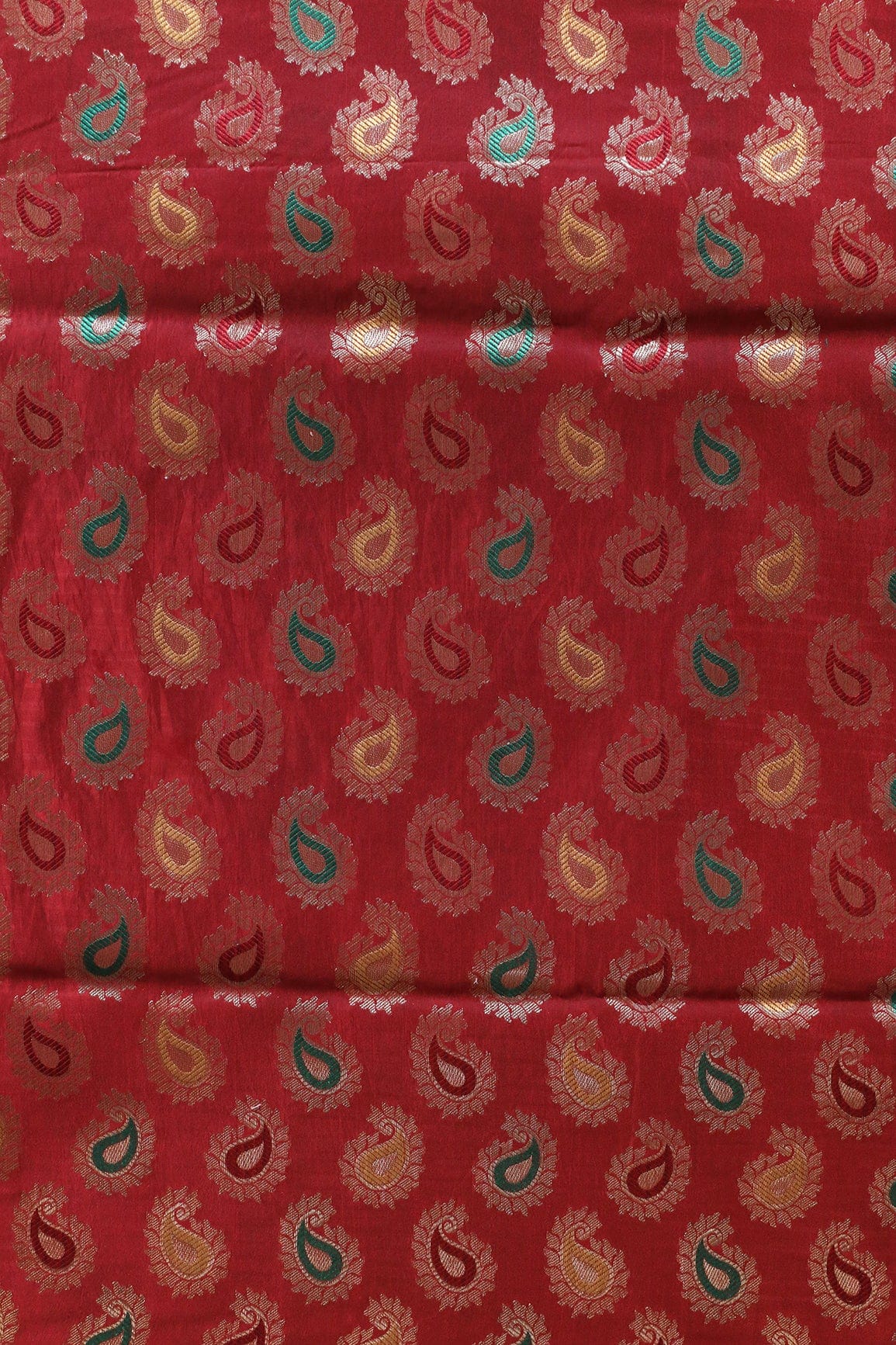 doeraa Banarasi Fabrics Red Paisley Silk Gold Zari Banarasi Jacquard Fabric