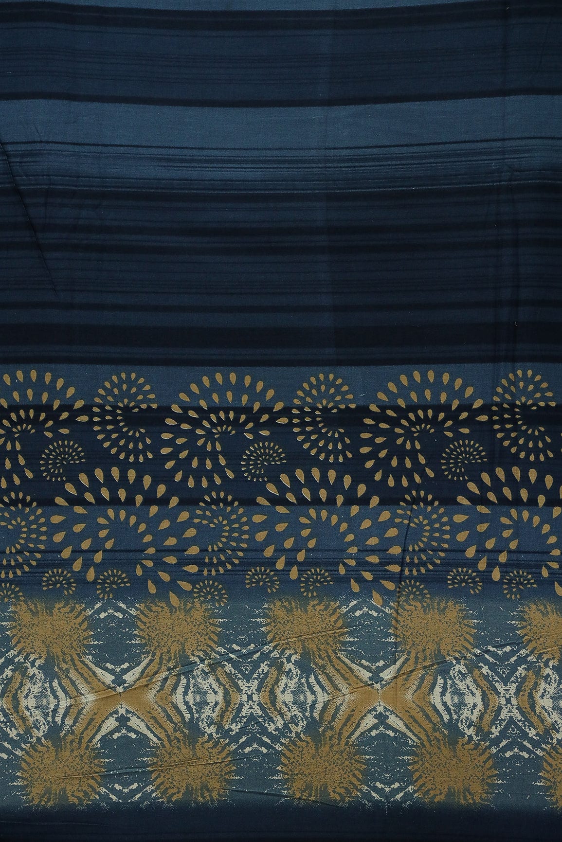 Dark Blue Cultural Digital Print on Rayon Fabric - doeraa