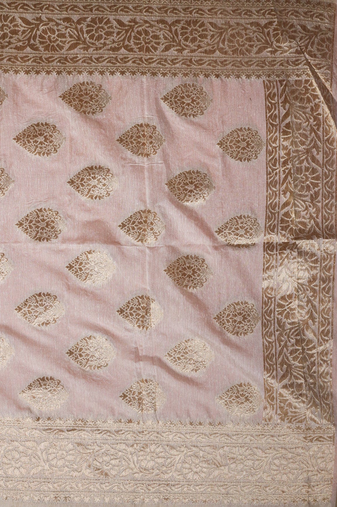 doeraa Dupatta Ethnic Butta Gold Zari Jacquard White Dyeable Chanderi Dupatta With Border