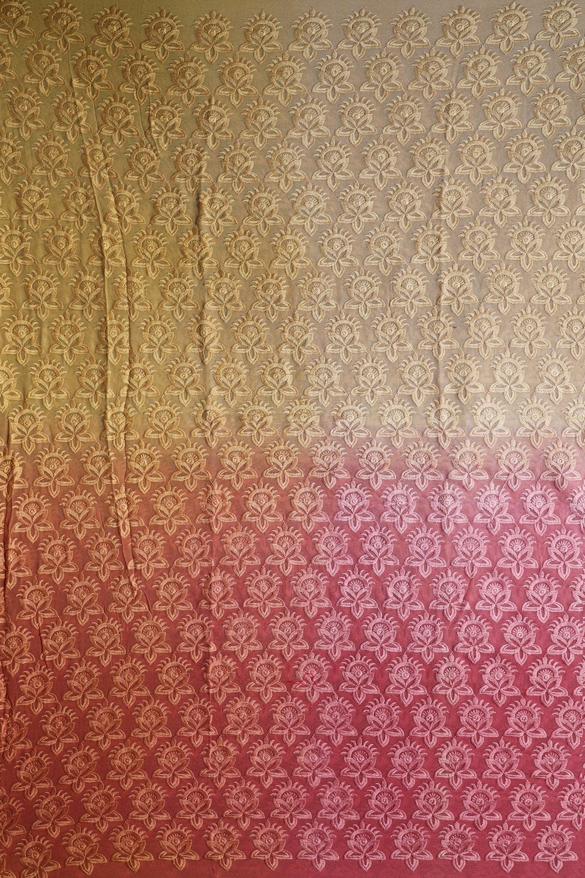 doeraa Embroidery Fabrics 2.50 Meter Cut Piece Of Multi Thread Floral Butta Embroidery On Multi Color Viscose Georgette Fabric