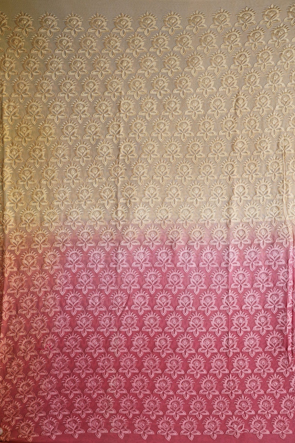 doeraa Embroidery Fabrics 2.50 Meter Cut Piece Of Multi Thread Floral Butta Embroidery On Multi Color Viscose Georgette Fabric