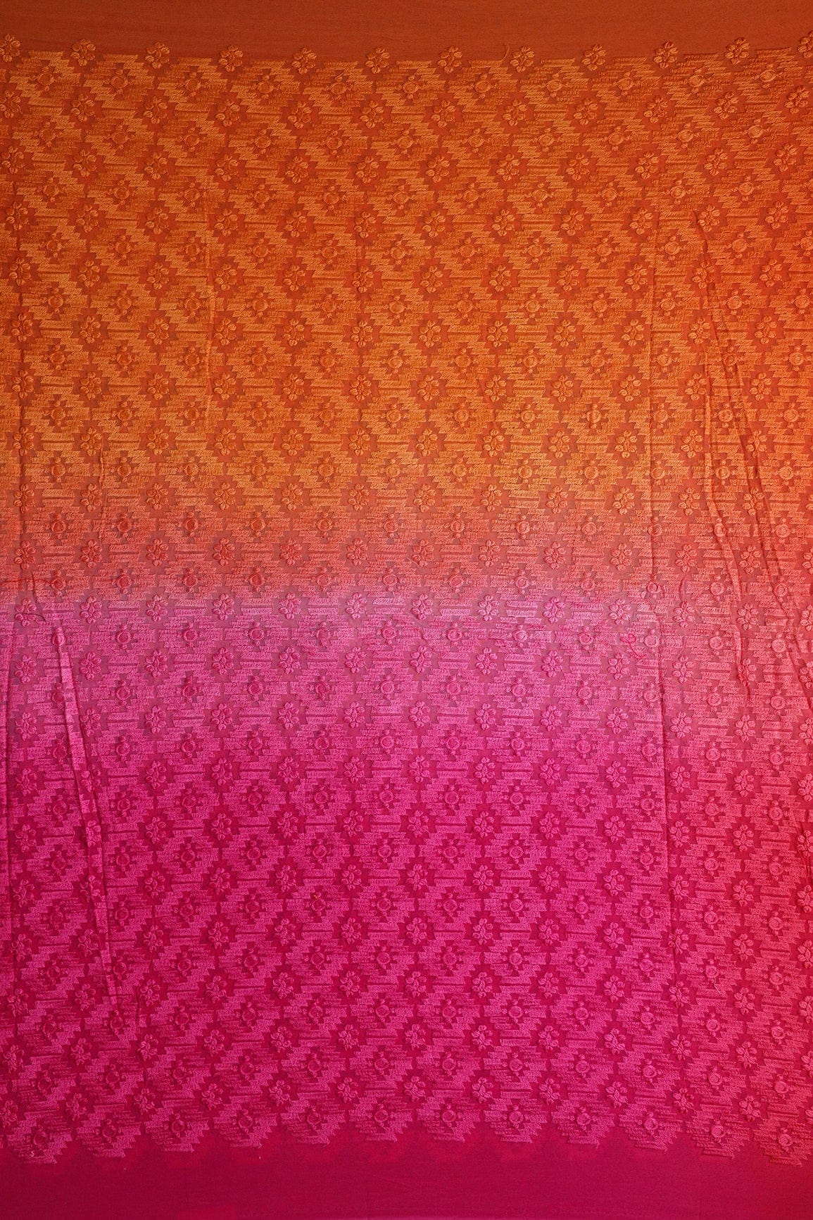 doeraa Embroidery Fabrics 2 Meter Cut Piece Of Multi Thread Floral Embroidery On Multi Color Viscose Georgette Fabric