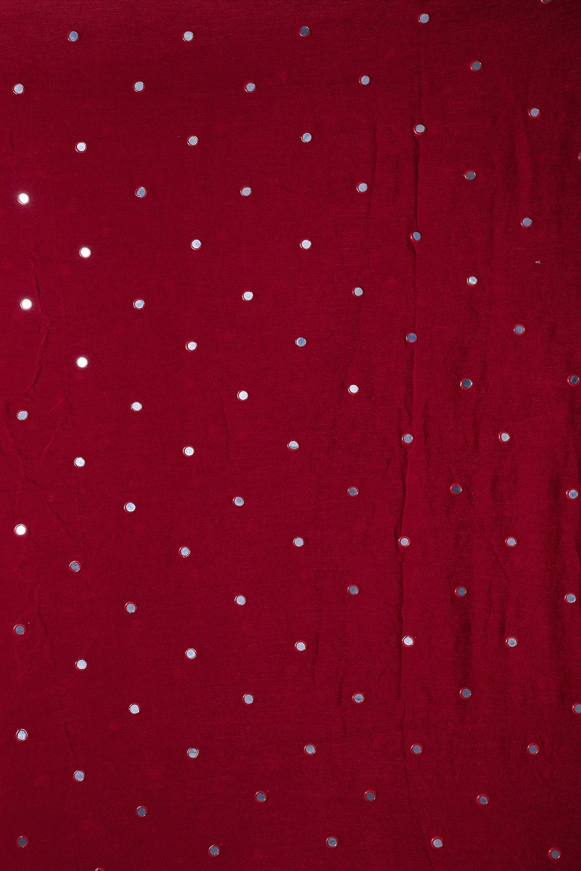 doeraa Embroidery Fabrics Beautiful Mirror Embroidery Work On Red Viscose Chinnon Chiffon Fabric