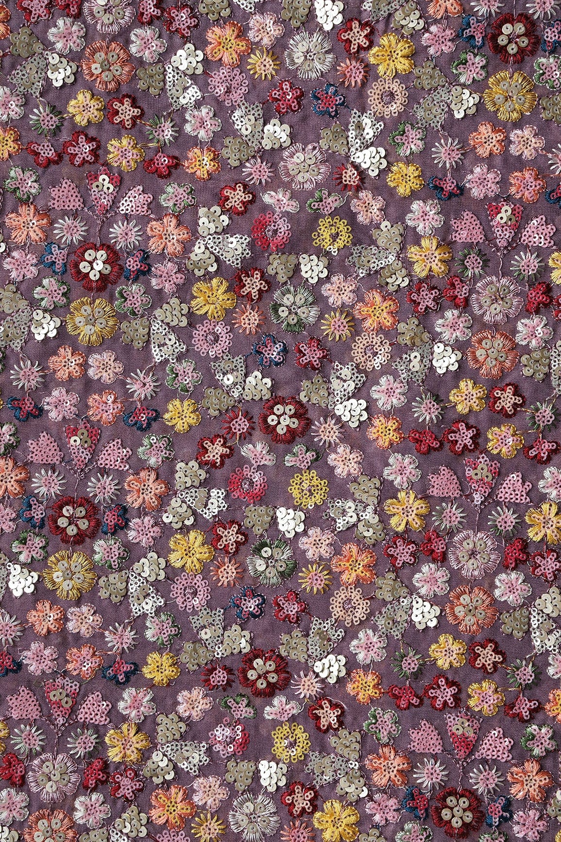 doeraa Embroidery Fabrics Copy of Multi Color Thread With Sequins Fabulous Floral Embroidery On Mustard Yellow Viscose Georgette Fabric