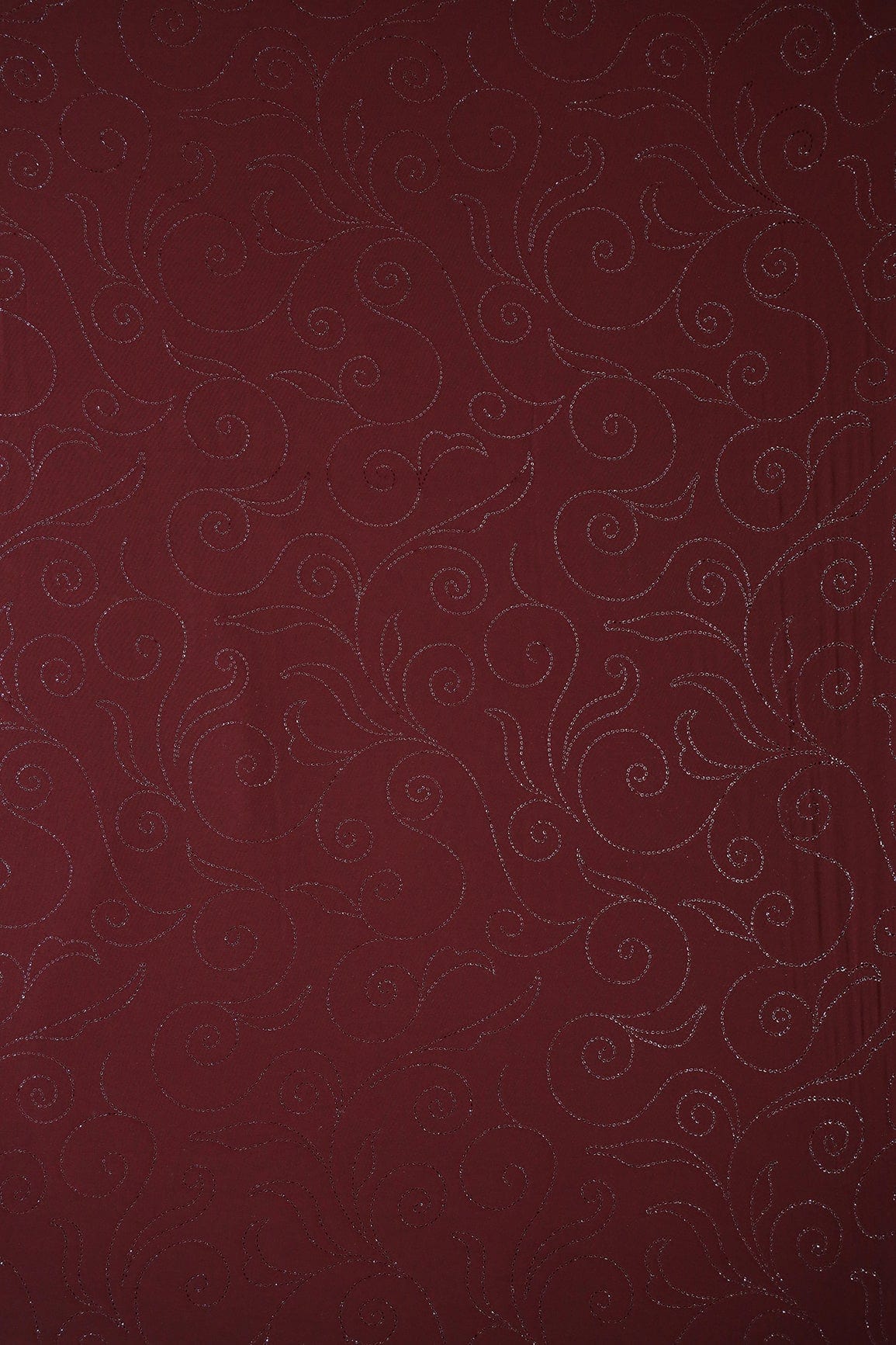 doeraa Embroidery Fabrics Dark Brown Ethnic Laser Cut Foil Print On Georgette Fabric