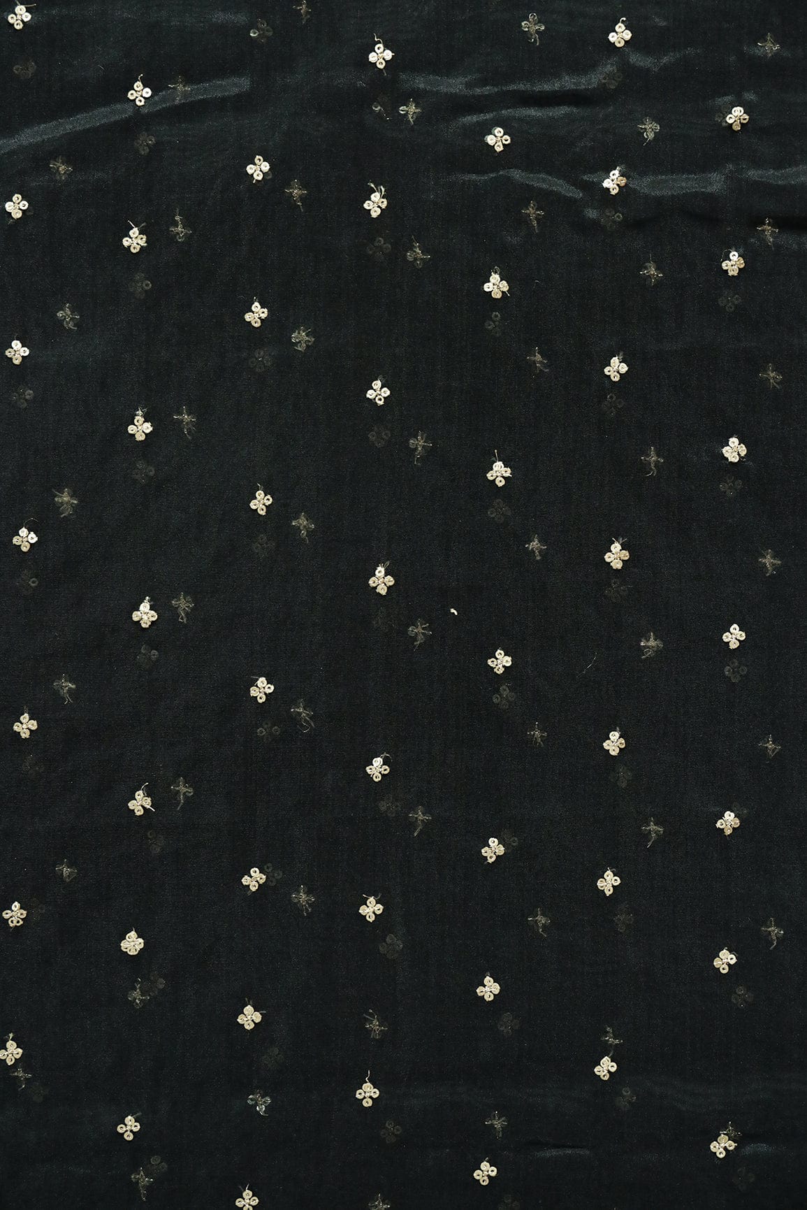 doeraa Embroidery Fabrics Gold Sequins Small Motif Embroidery Work On Black Organza Fabric