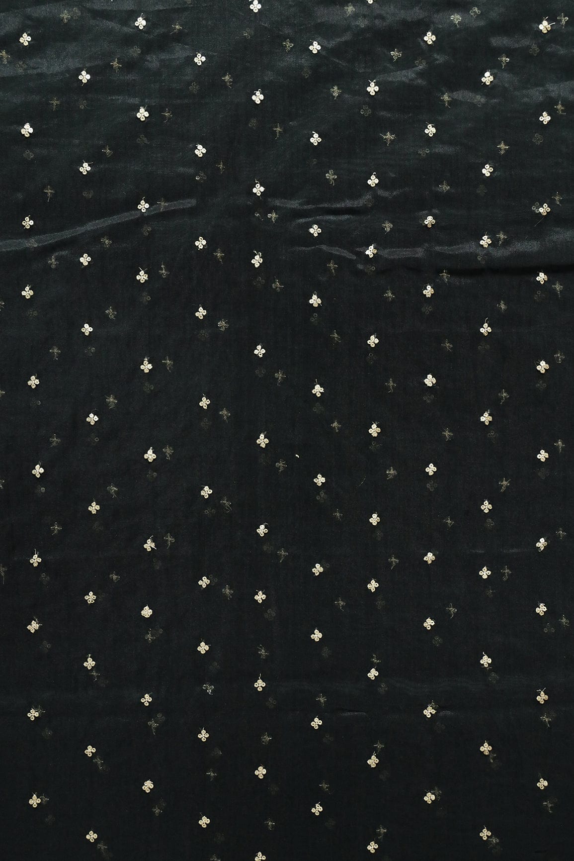 doeraa Embroidery Fabrics Gold Sequins Small Motif Embroidery Work On Black Organza Fabric