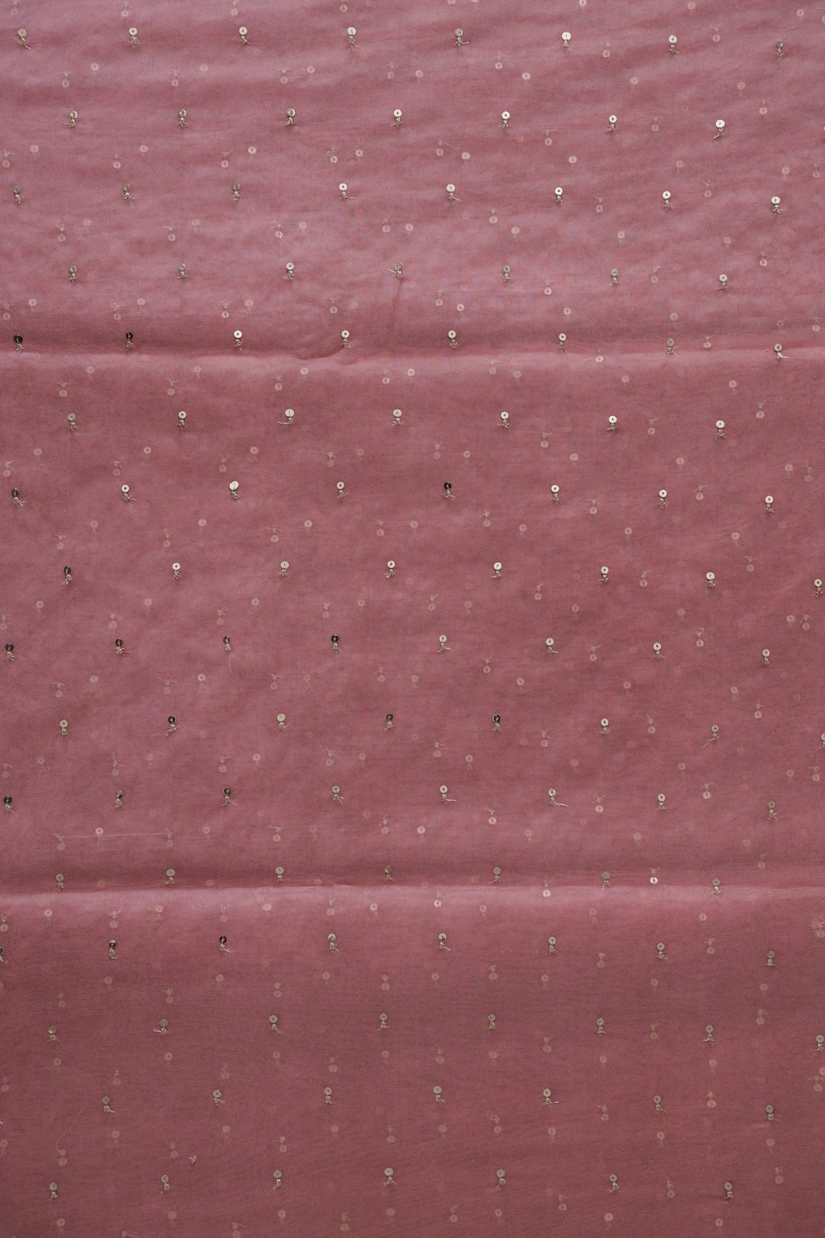 doeraa Embroidery Fabrics Gold Sequins Small Motif Embroidery Work On Pink Organza Fabric
