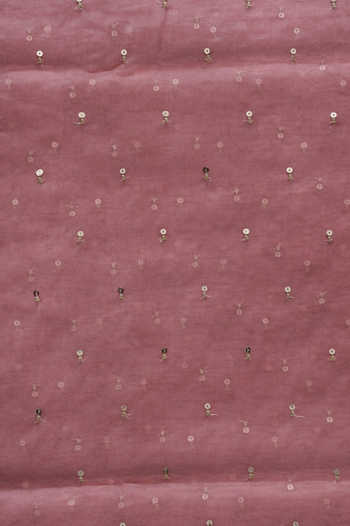 doeraa Embroidery Fabrics Gold Sequins Small Motif Embroidery Work On Pink Organza Fabric