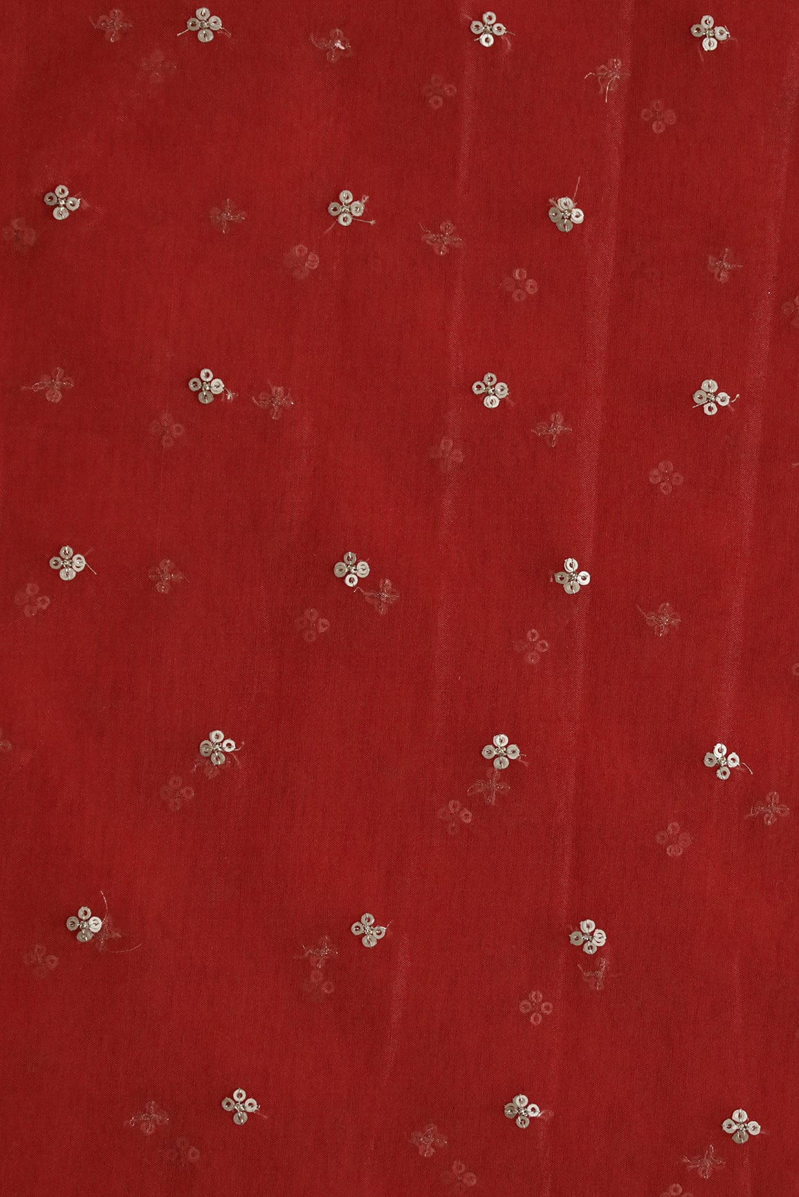 doeraa Embroidery Fabrics Gold Sequins Small Motif Embroidery Work On Red Organza Fabric