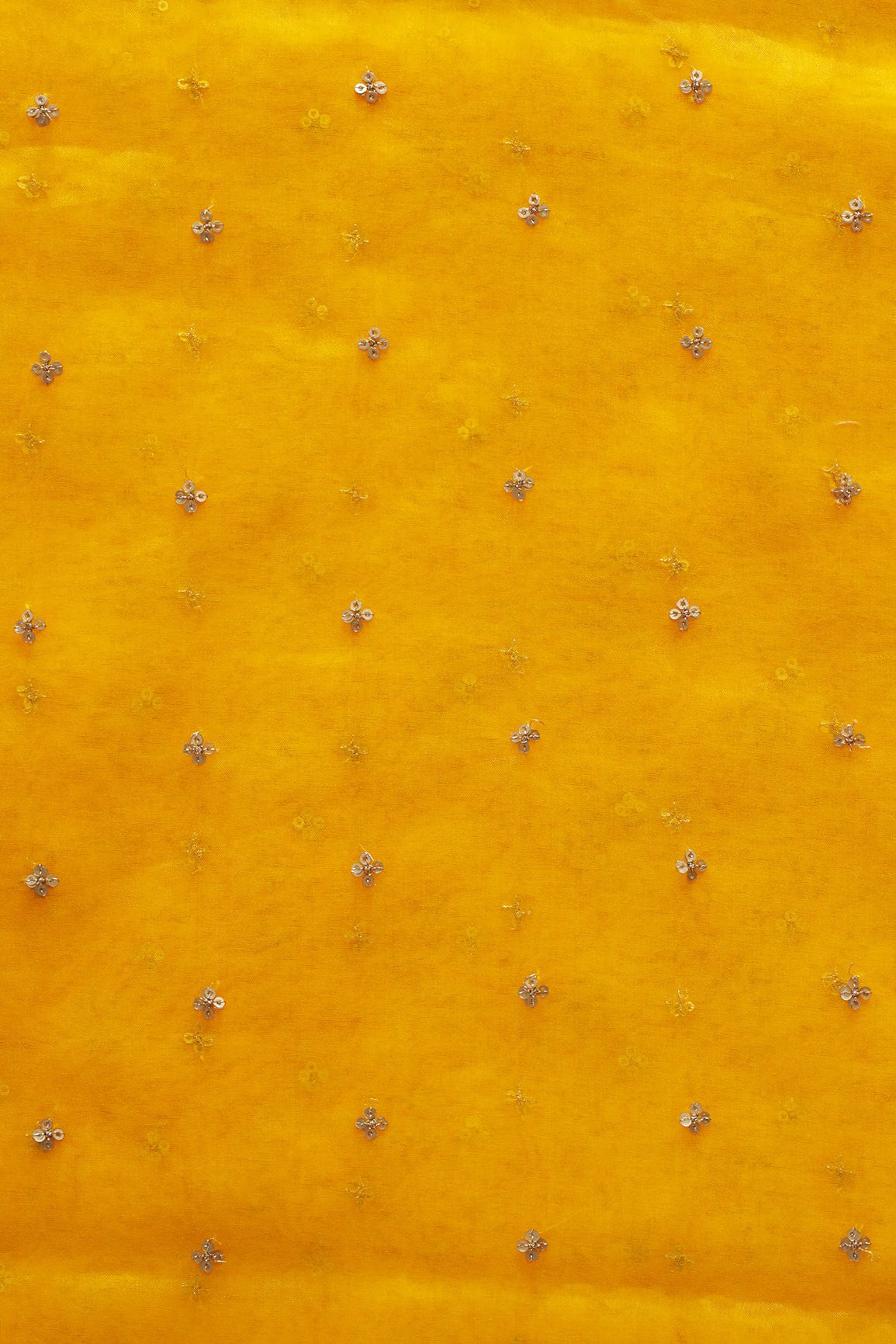 doeraa Embroidery Fabrics Gold Sequins Small Motif Embroidery Work On Yellow Organza Fabric
