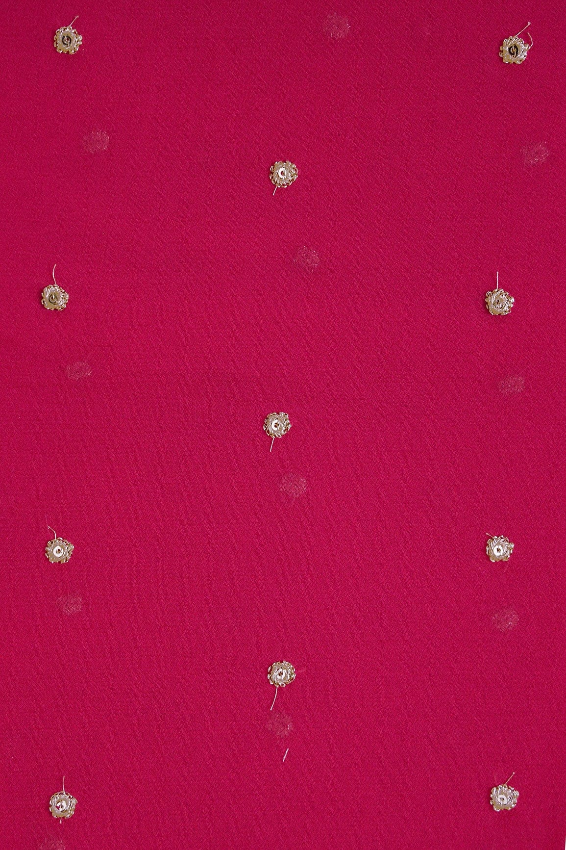 doeraa Embroidery Fabrics Gold Sequins With Gold Zari Small Motif Embroidery Work On Fuchsia Georgette Fabric