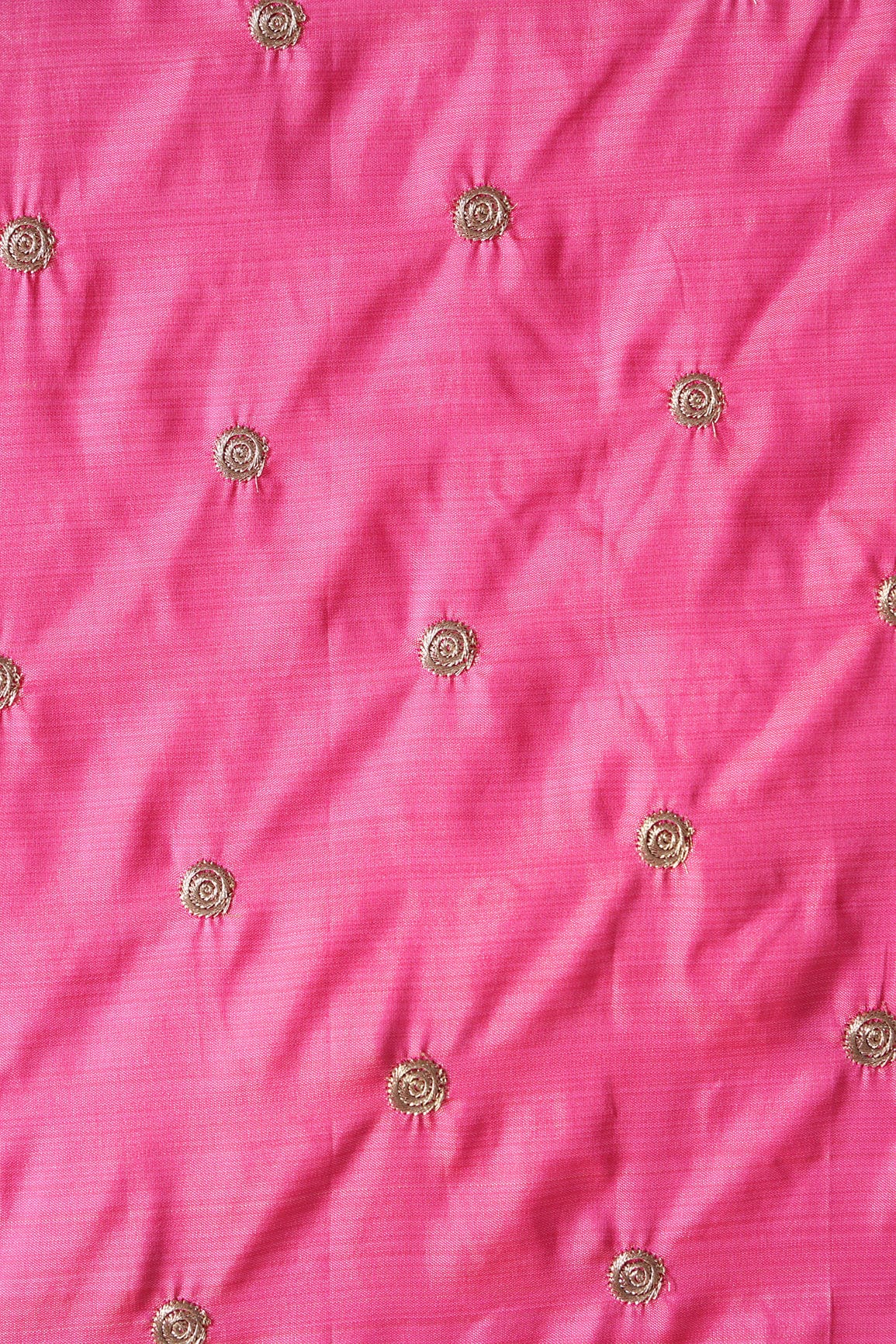 doeraa Embroidery Fabrics Gold Zari Small Motif Embroidery Work On Dark Pink Bamboo Silk Fabric
