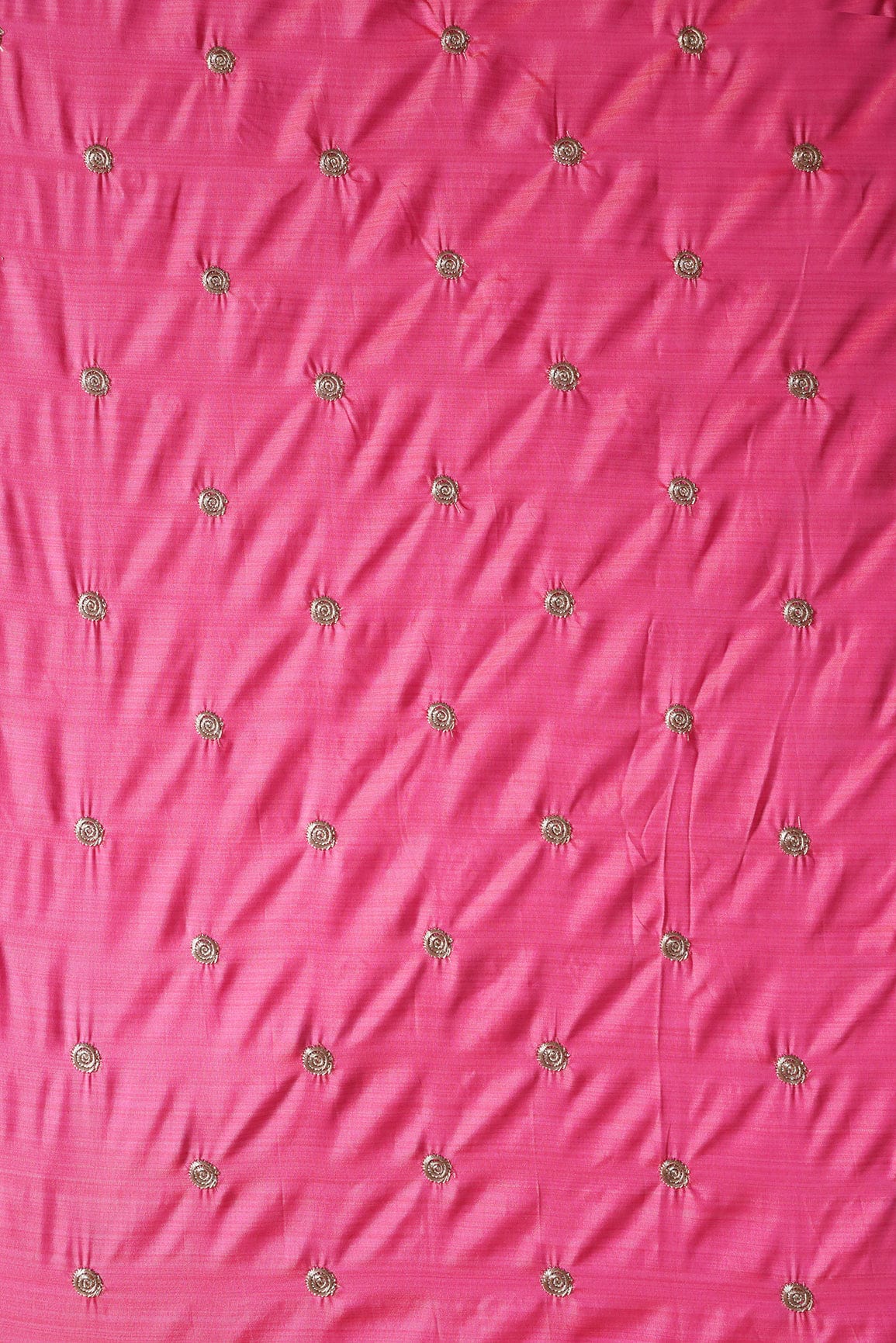 doeraa Embroidery Fabrics Gold Zari Small Motif Embroidery Work On Dark Pink Bamboo Silk Fabric