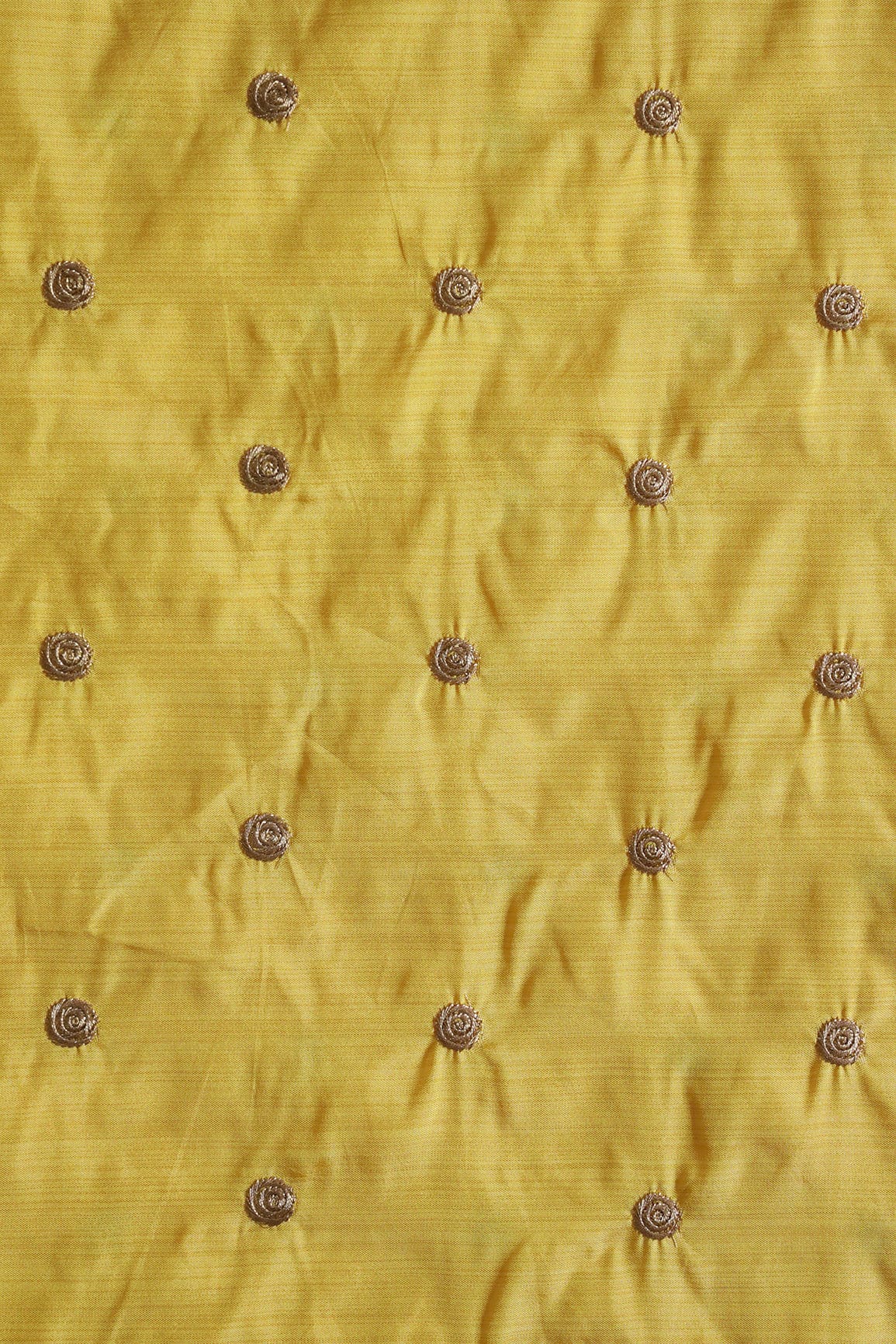 doeraa Embroidery Fabrics Gold Zari Small Motif Embroidery Work On Yellow Bamboo Silk Fabric