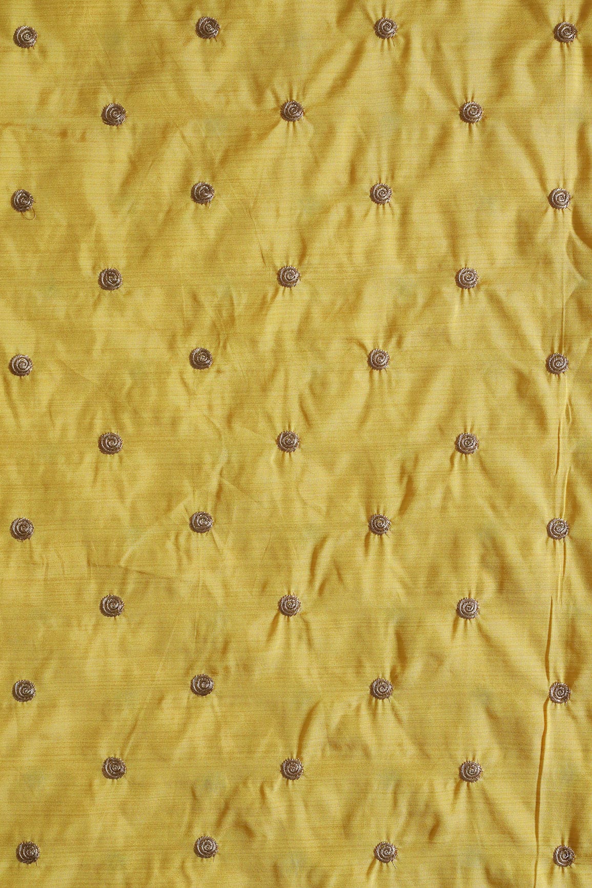 doeraa Embroidery Fabrics Gold Zari Small Motif Embroidery Work On Yellow Bamboo Silk Fabric