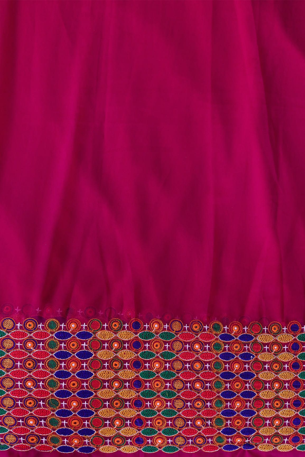 doeraa Embroidery Fabrics Multi Thread Traditional Embroidery Work On Rani Georgette Fabric