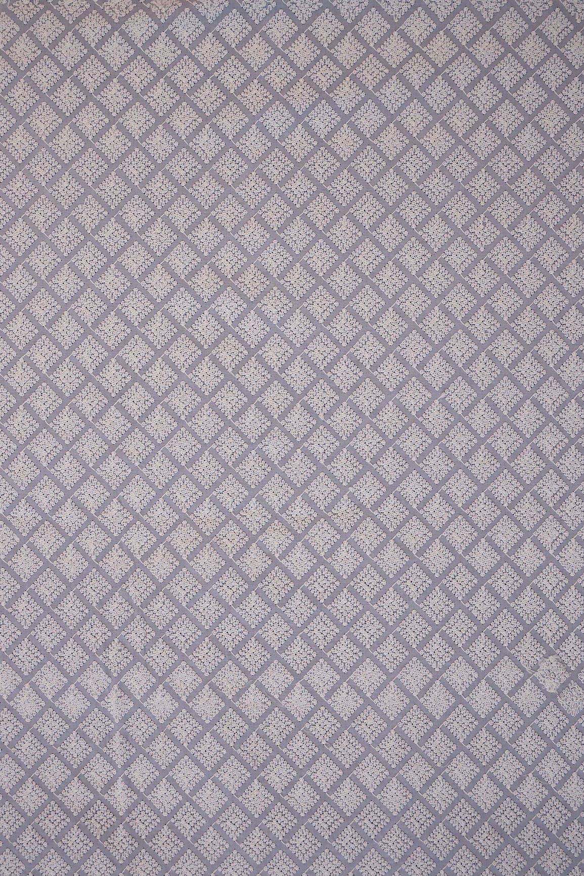 doeraa Embroidery Fabrics White Thread Heavy Checks Embroidery On Pastel Blue Soft Cotton Fabric